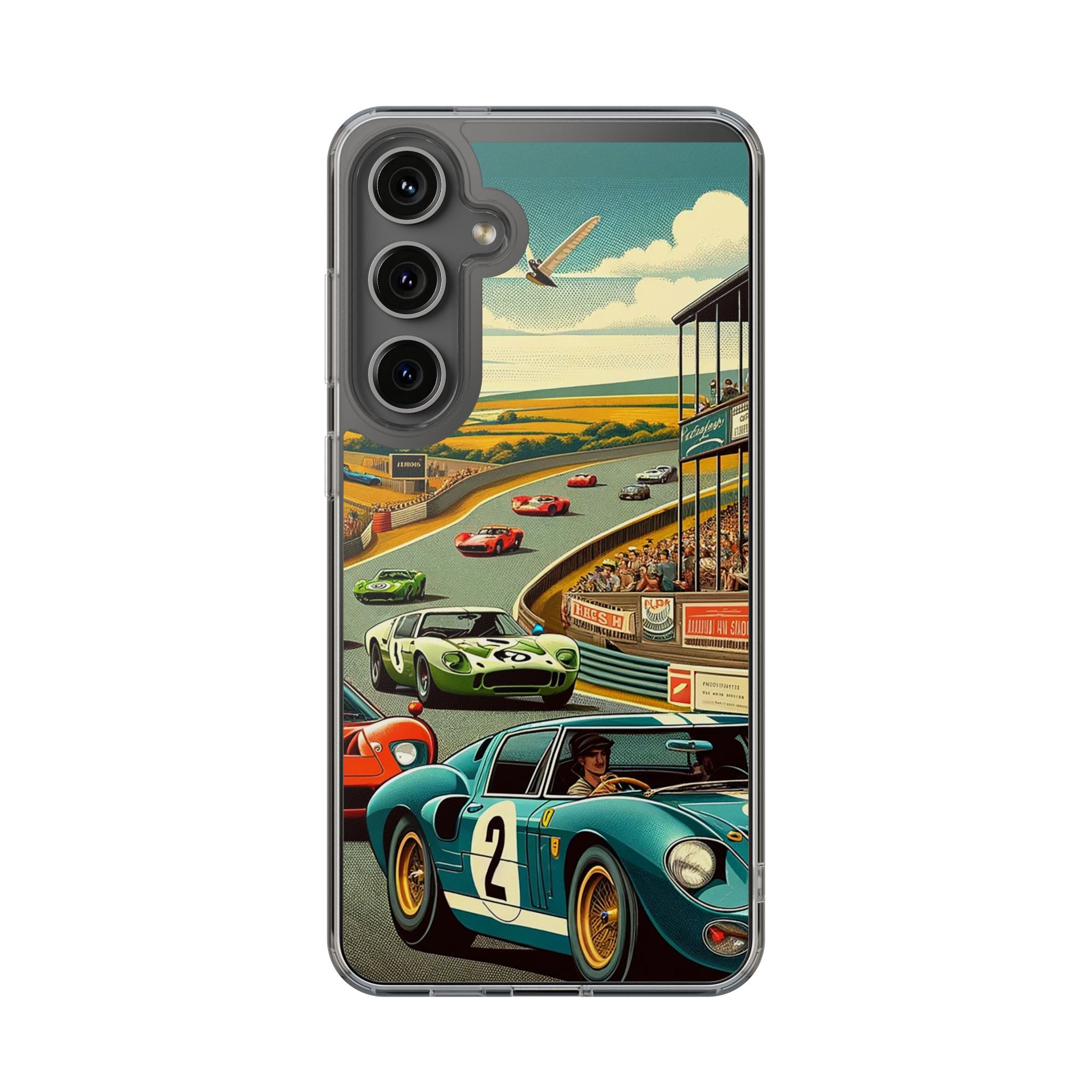 Vintage Racing Track Clear Impact-Resistant Phone Case