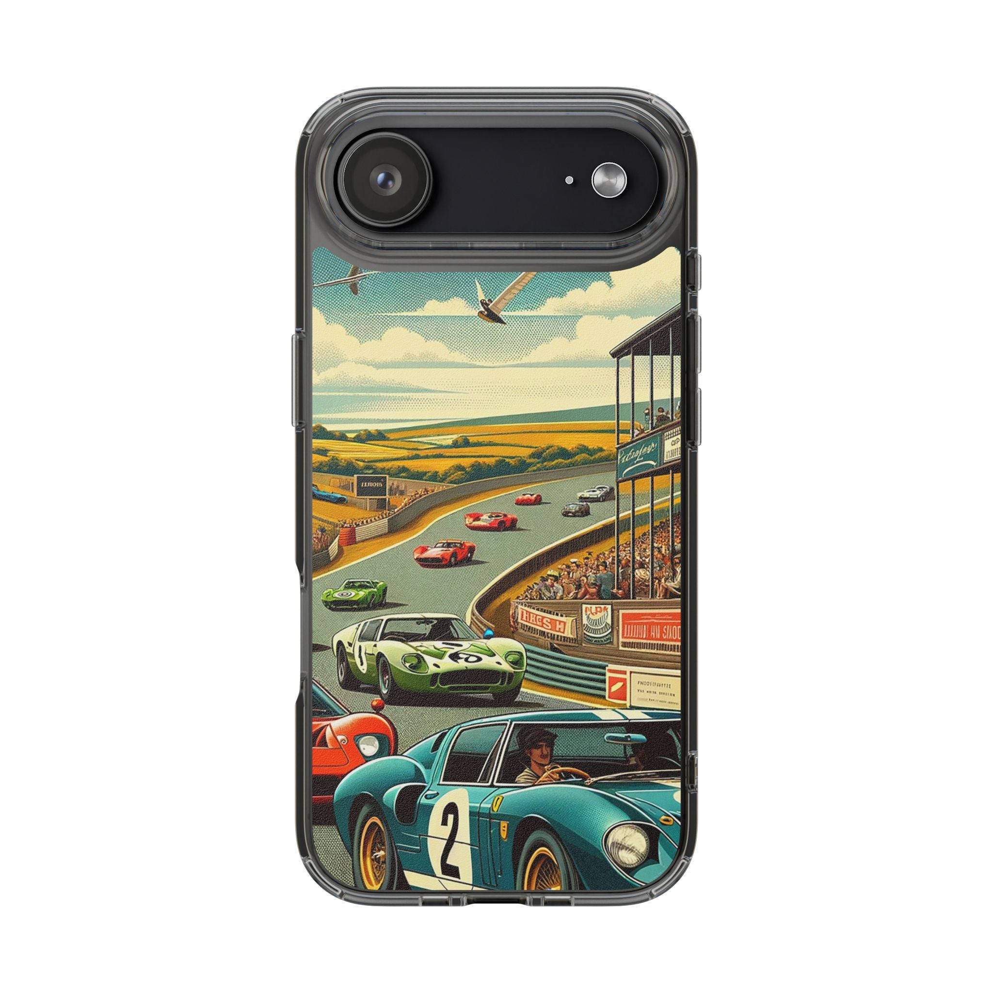 Vintage Racing Track Clear Impact-Resistant Phone Case