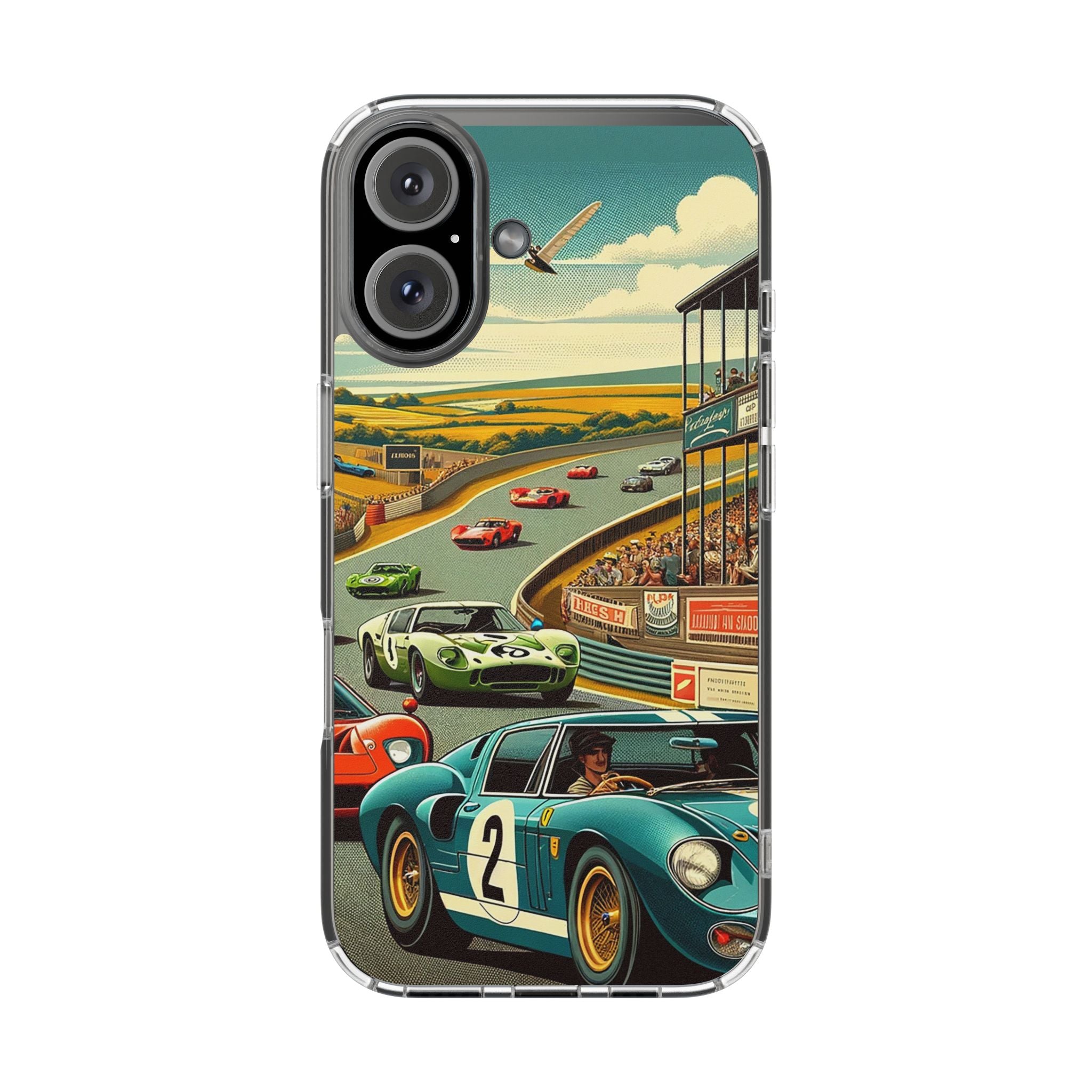 Vintage Racing Track Clear Impact-Resistant Phone Case
