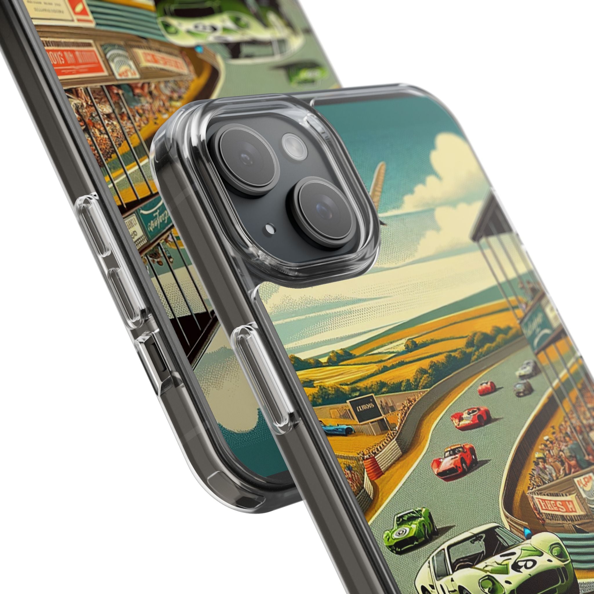 Vintage Racing Track Clear Impact-Resistant Phone Case