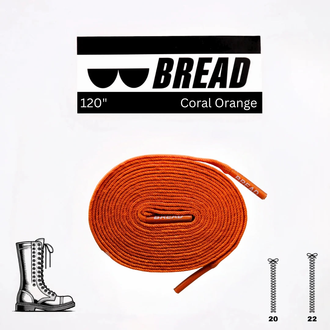 Coral orange Bread Laces stretchy shoelaces for secure fit and easy slip-on