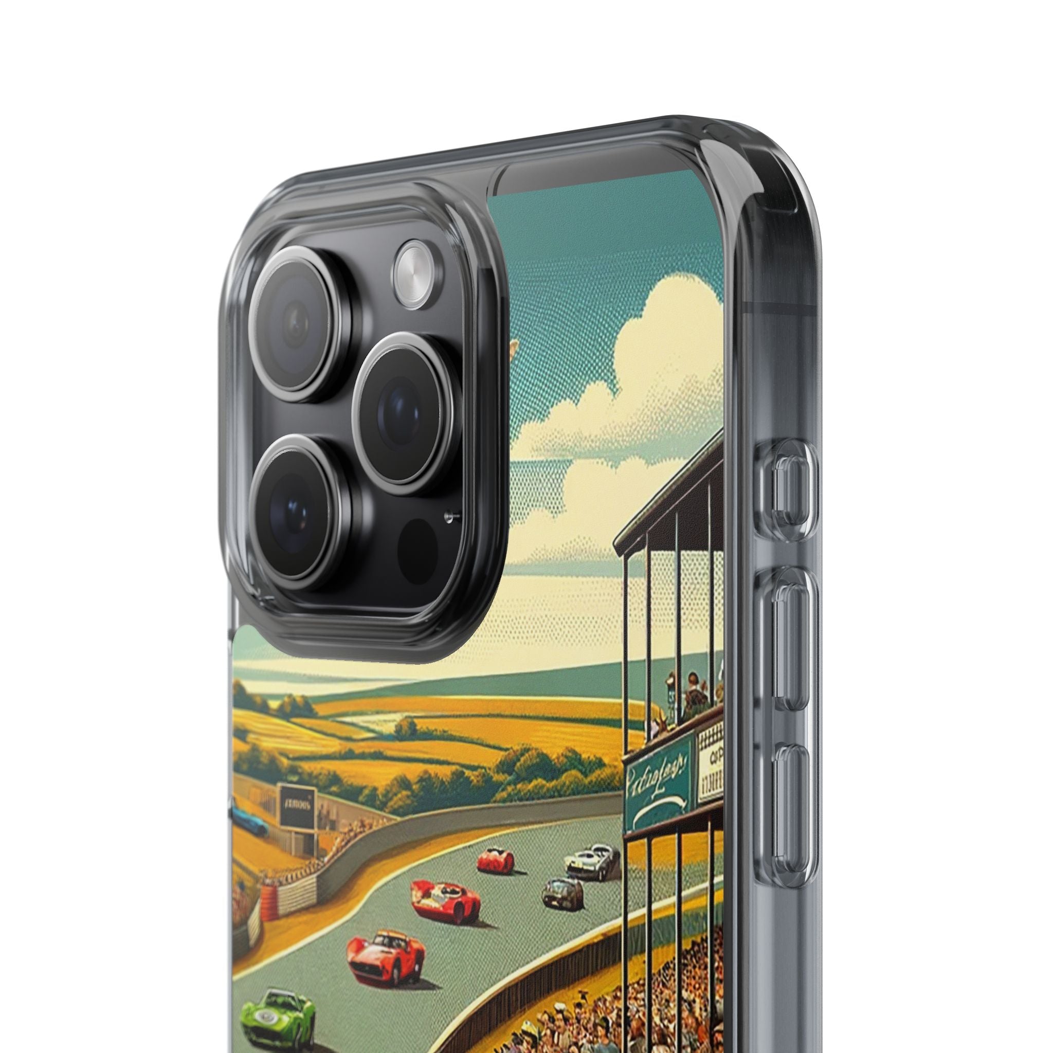 Vintage Racing Track Clear Impact-Resistant Phone Case