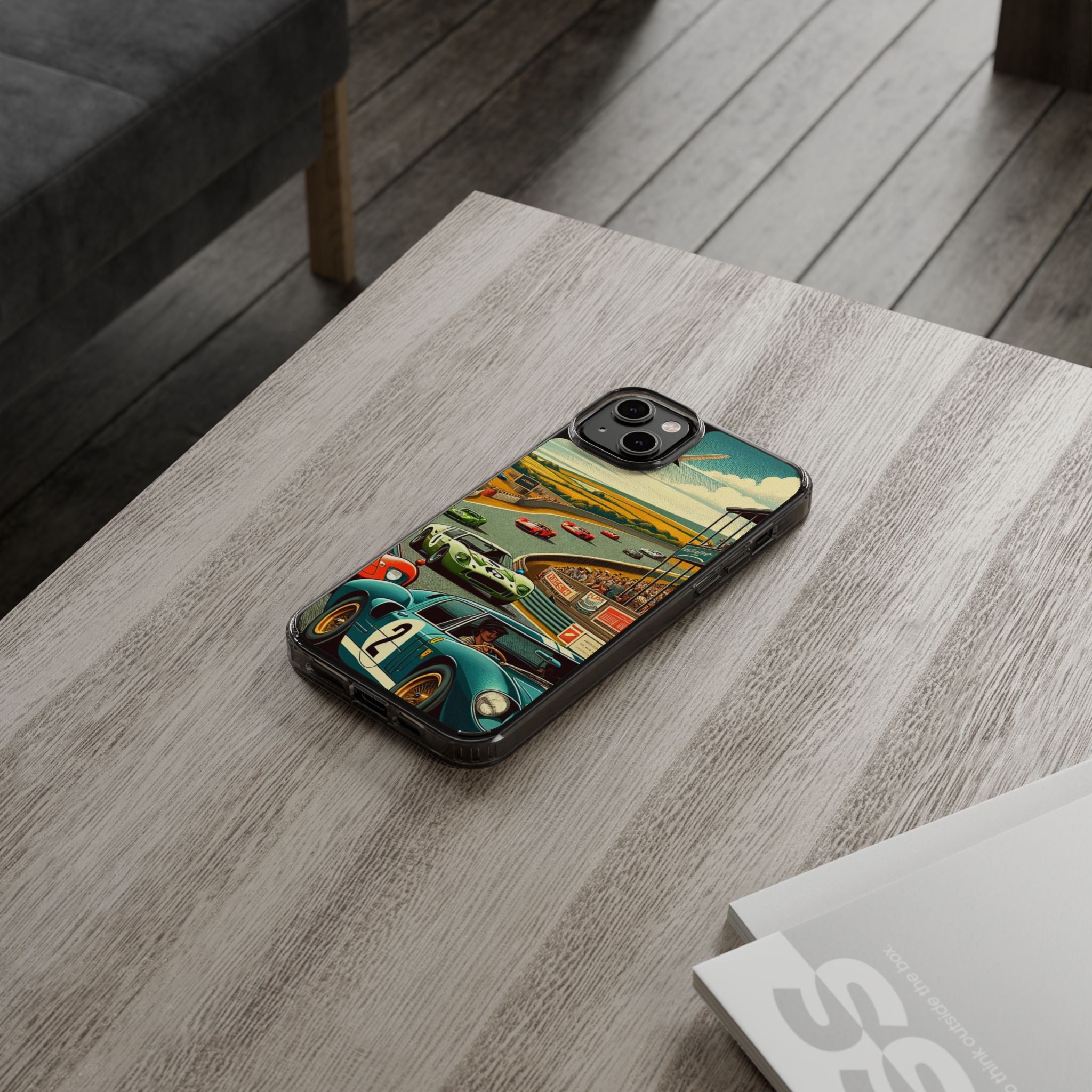 Vintage Racing Track Clear Impact-Resistant Phone Case