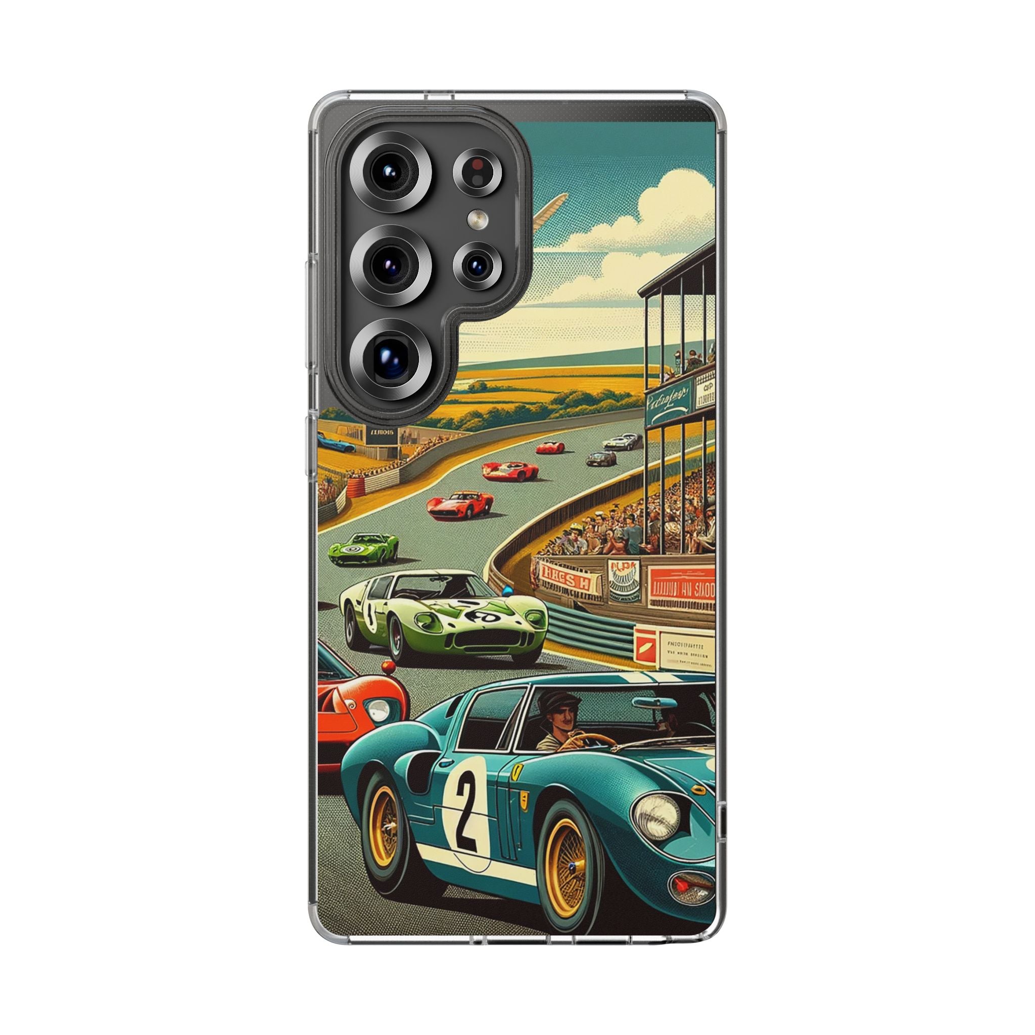Vintage Racing Track Clear Impact-Resistant Phone Case
