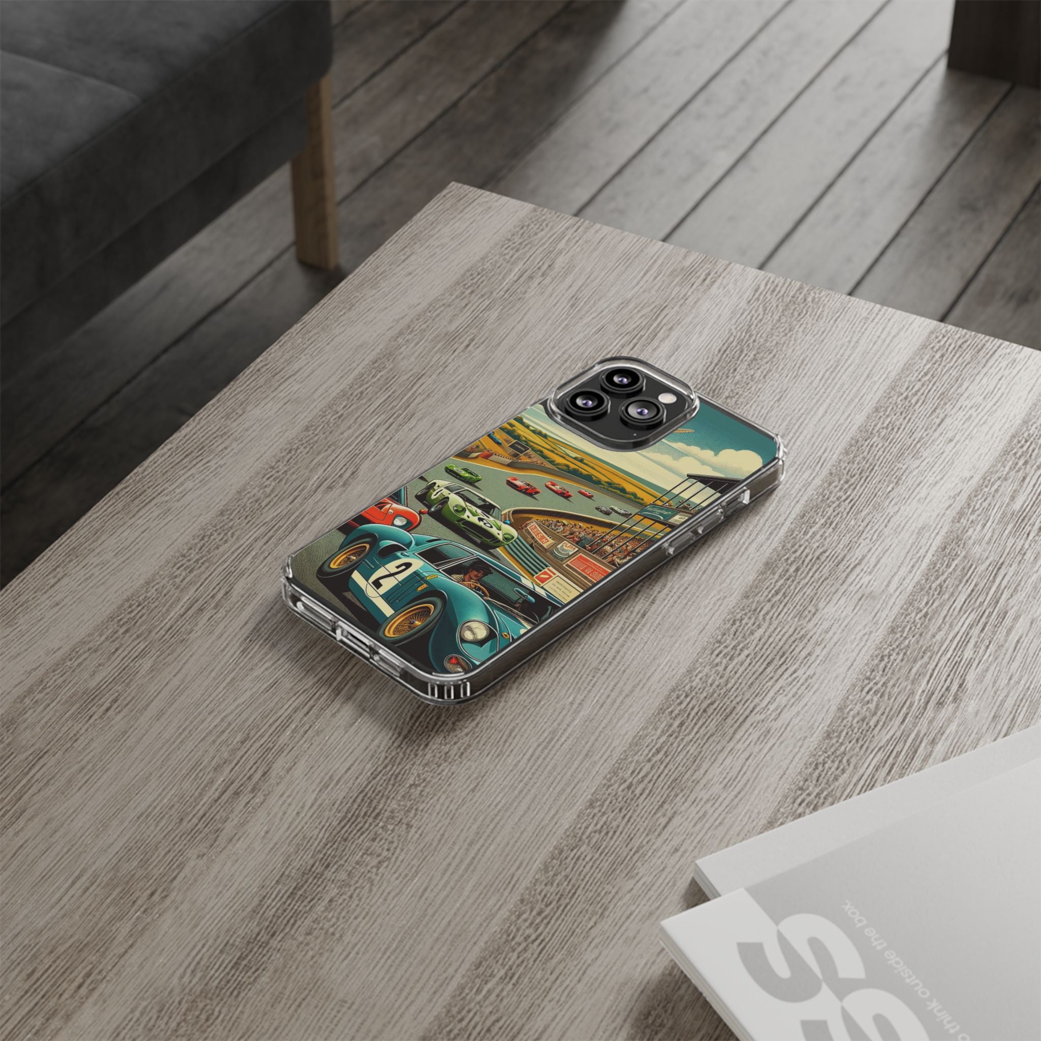 Vintage Racing Track Clear Impact-Resistant Phone Case