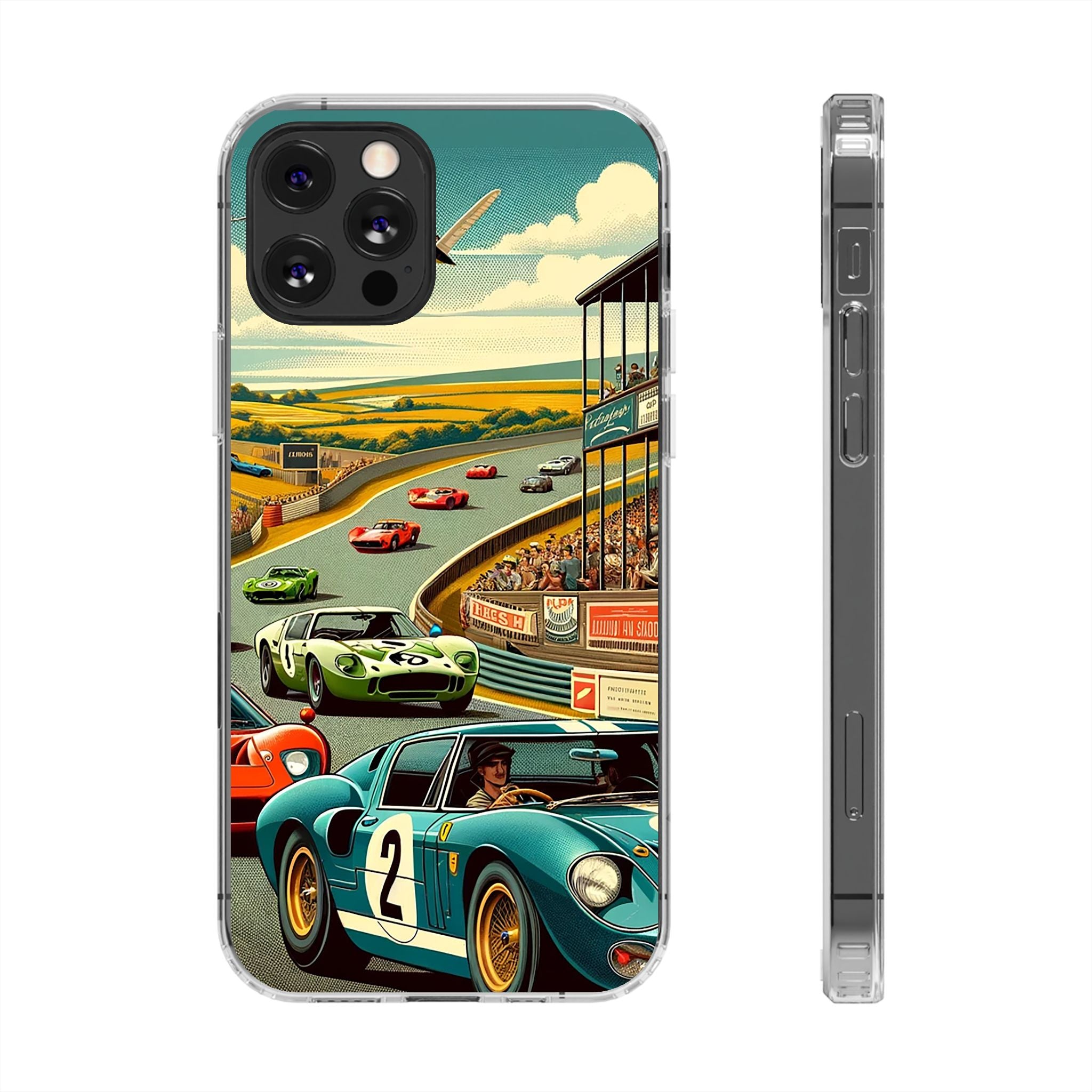 Vintage Racing Track Clear Impact-Resistant Phone Case