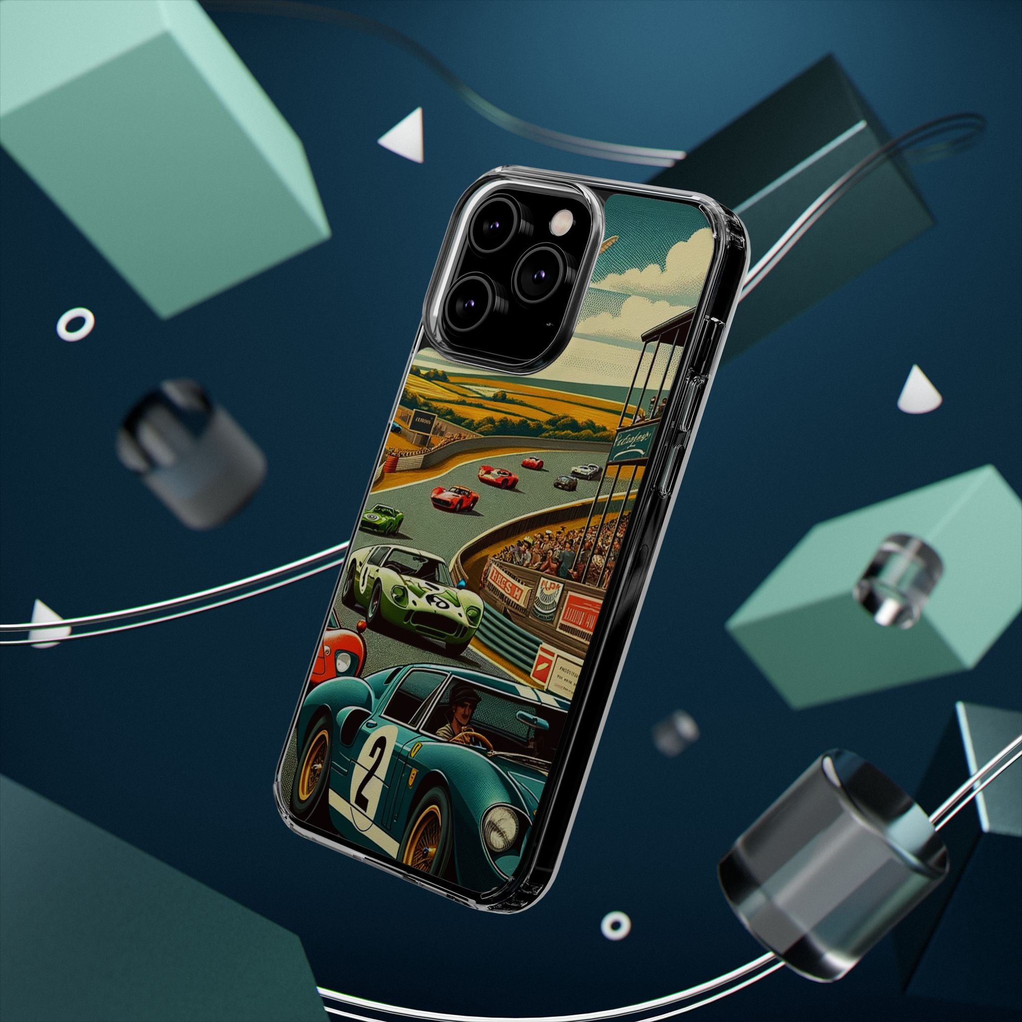 Vintage Racing Track Clear Impact-Resistant Phone Case