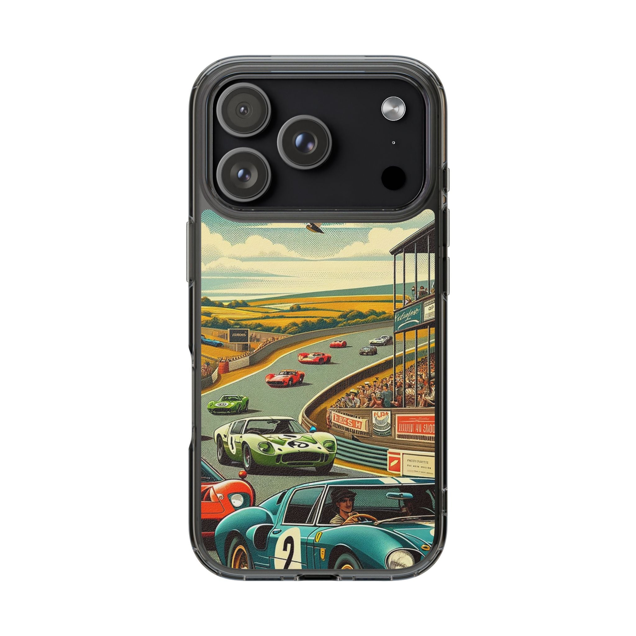 Vintage Racing Track Clear Impact-Resistant Phone Case