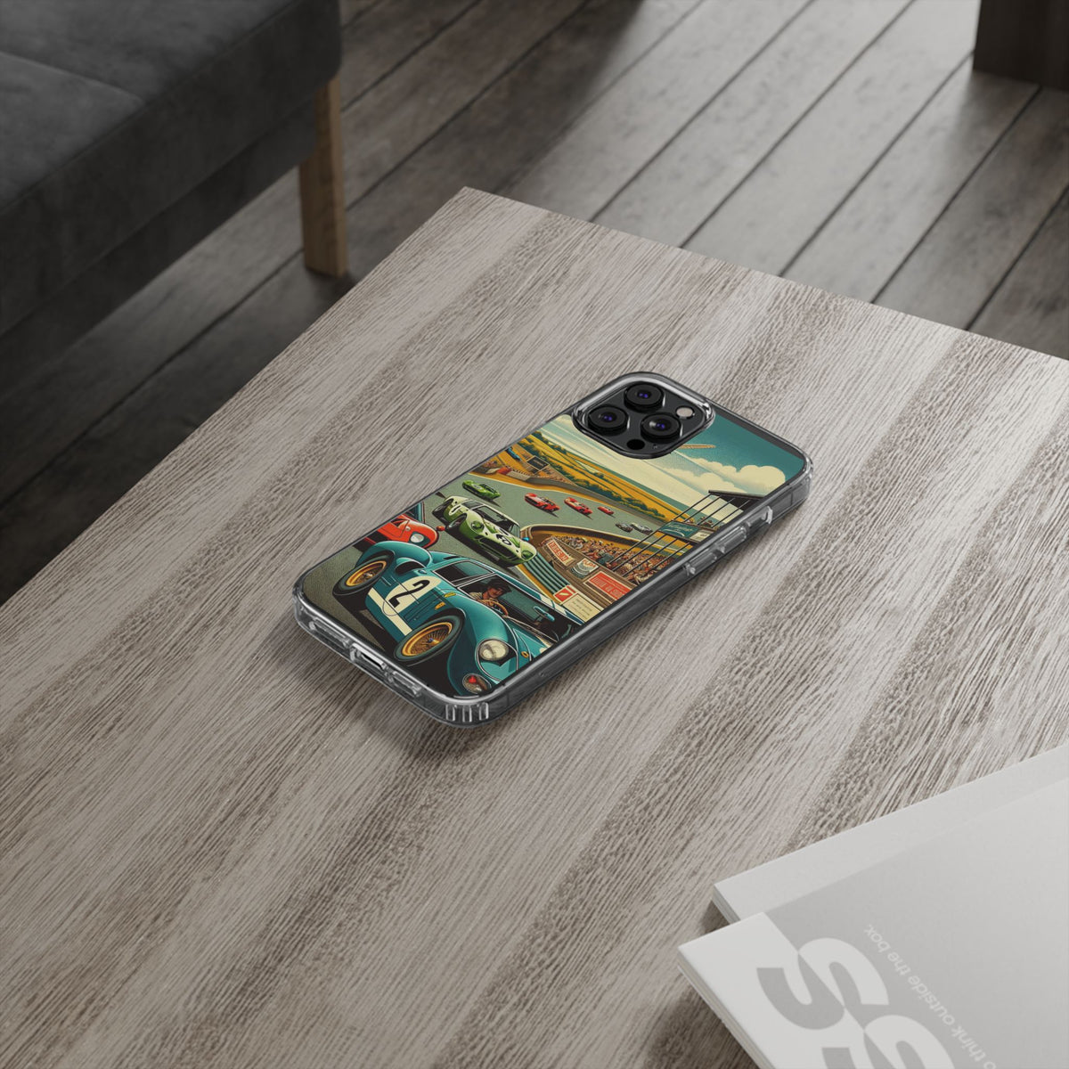 Vintage Racing Track Clear Impact-Resistant Phone Case