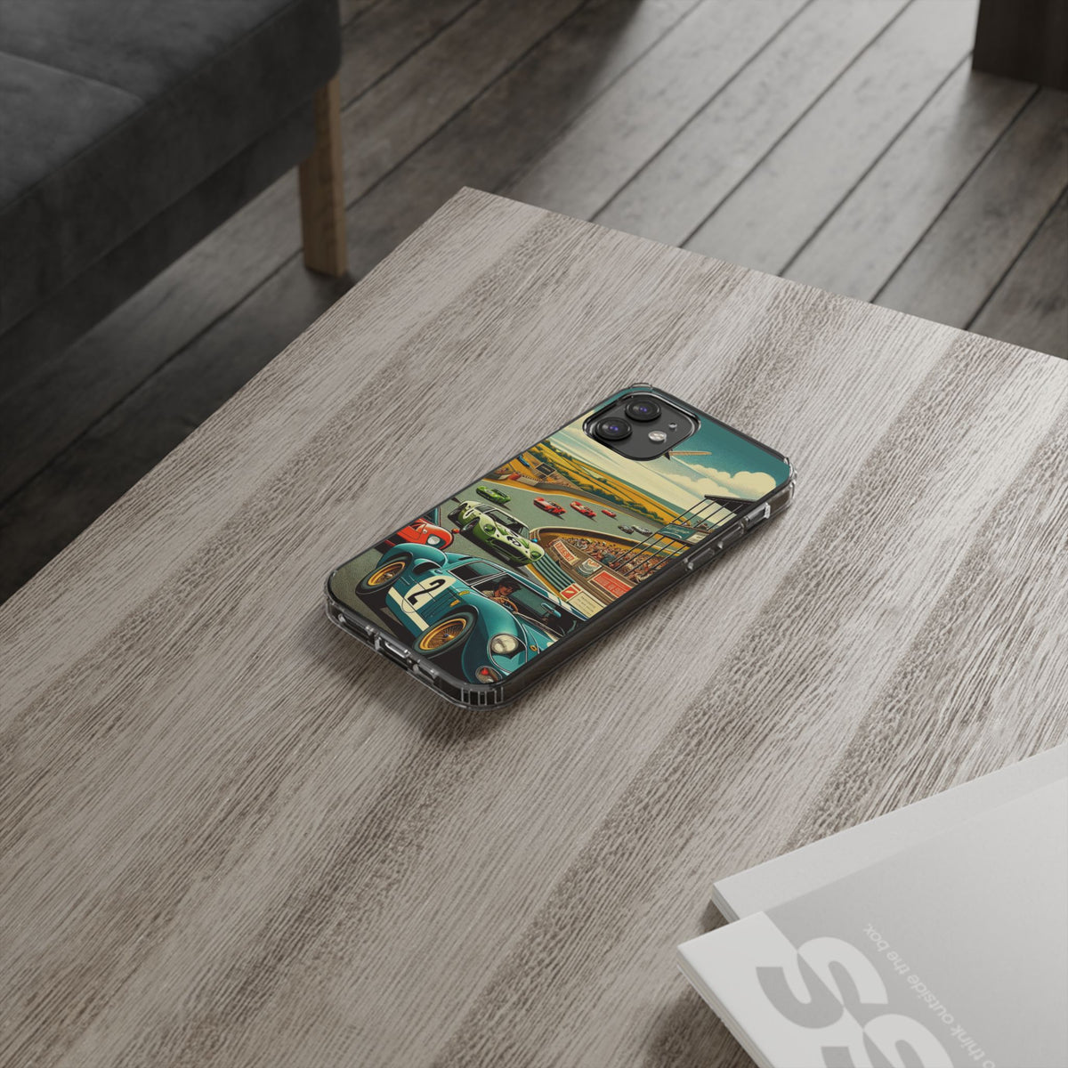Vintage Racing Track Clear Impact-Resistant Phone Case