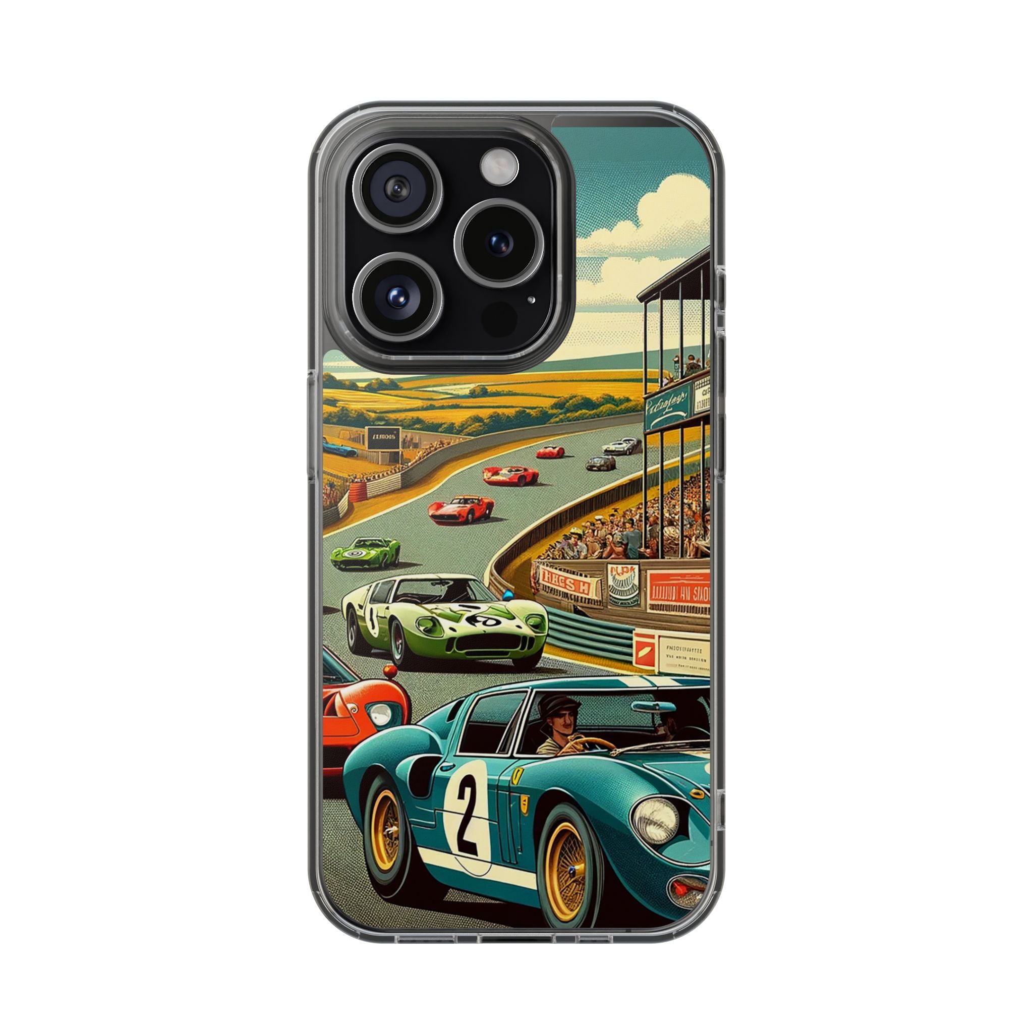 Vintage Racing Track Clear Impact-Resistant Phone Case