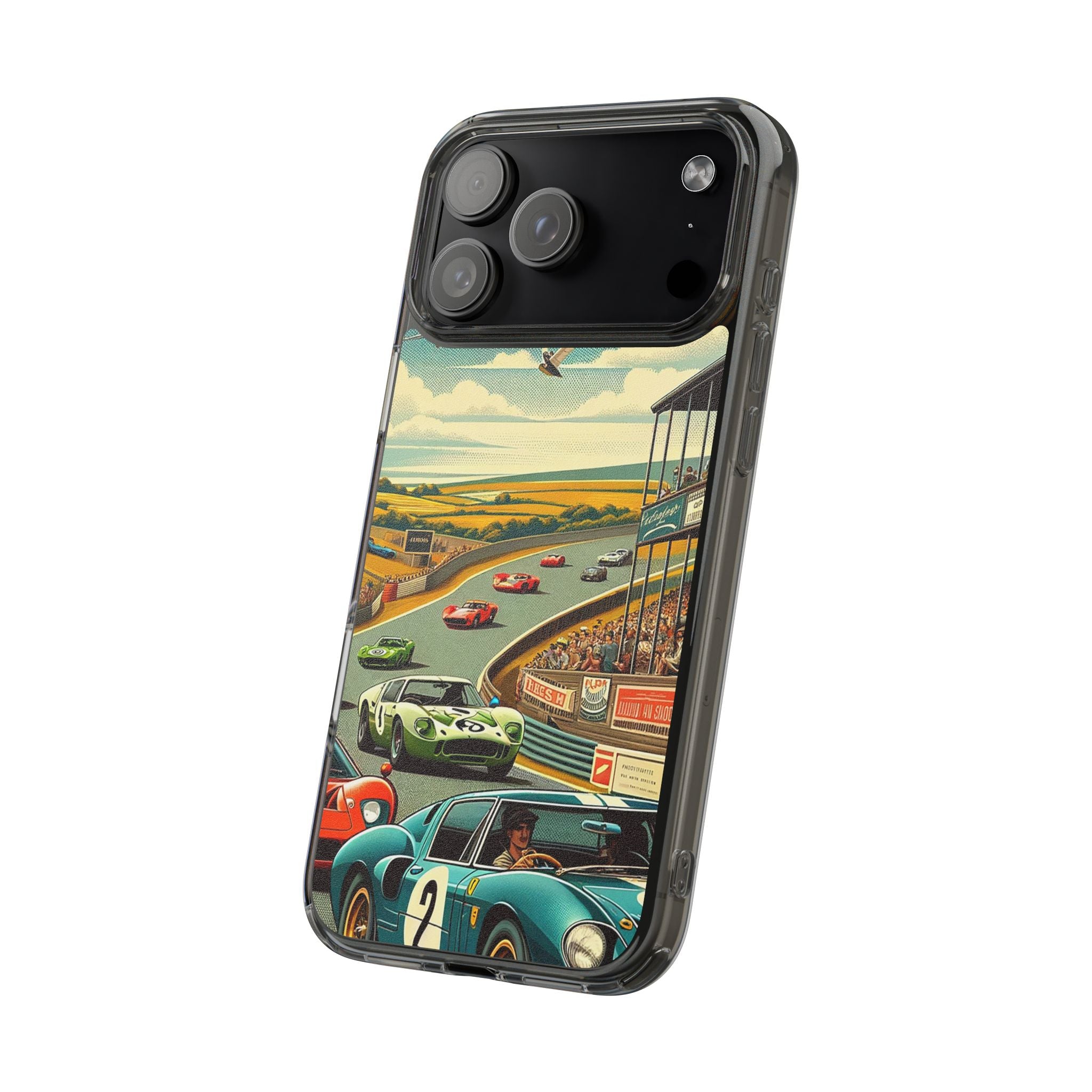 Vintage Racing Track Clear Impact-Resistant Phone Case