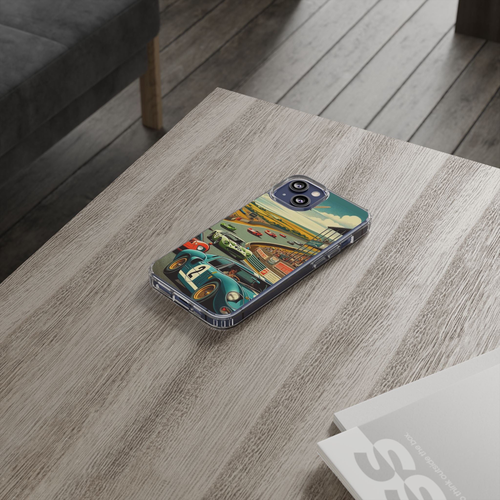 Vintage Racing Track Clear Impact-Resistant Phone Case