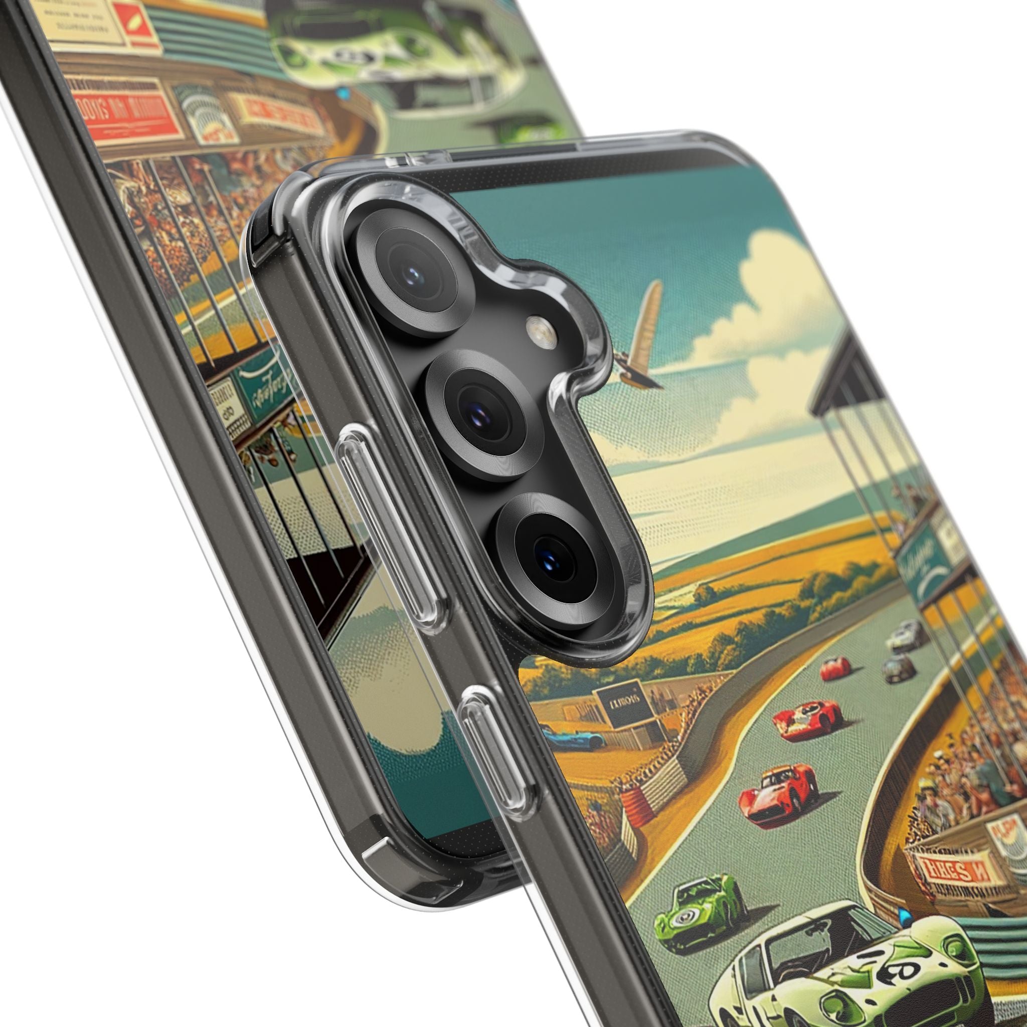 Vintage Racing Track Clear Impact-Resistant Phone Case