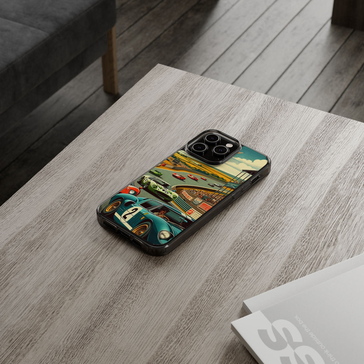 Vintage Racing Track Clear Impact-Resistant Phone Case