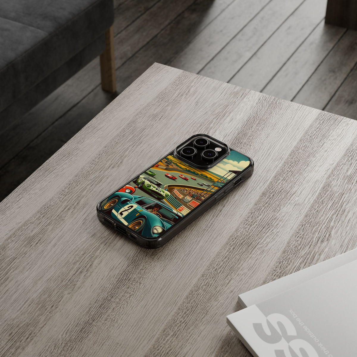 Vintage Racing Track Clear Impact-Resistant Phone Case