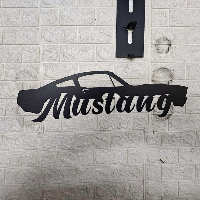 Classic Mustang Fastback Metal Wall Art – Plasma Cut Steel Garage Decor – Retro Car Gift for Mancave, Office, or Bar 20"x6"