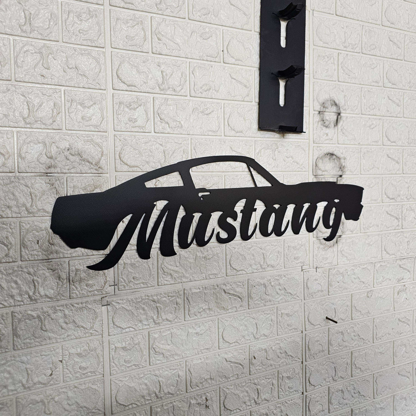 Classic Mustang Fastback Metal Wall Art – Plasma Cut Steel Garage Decor – Retro Car Gift for Mancave, Office, or Bar 20"x6"