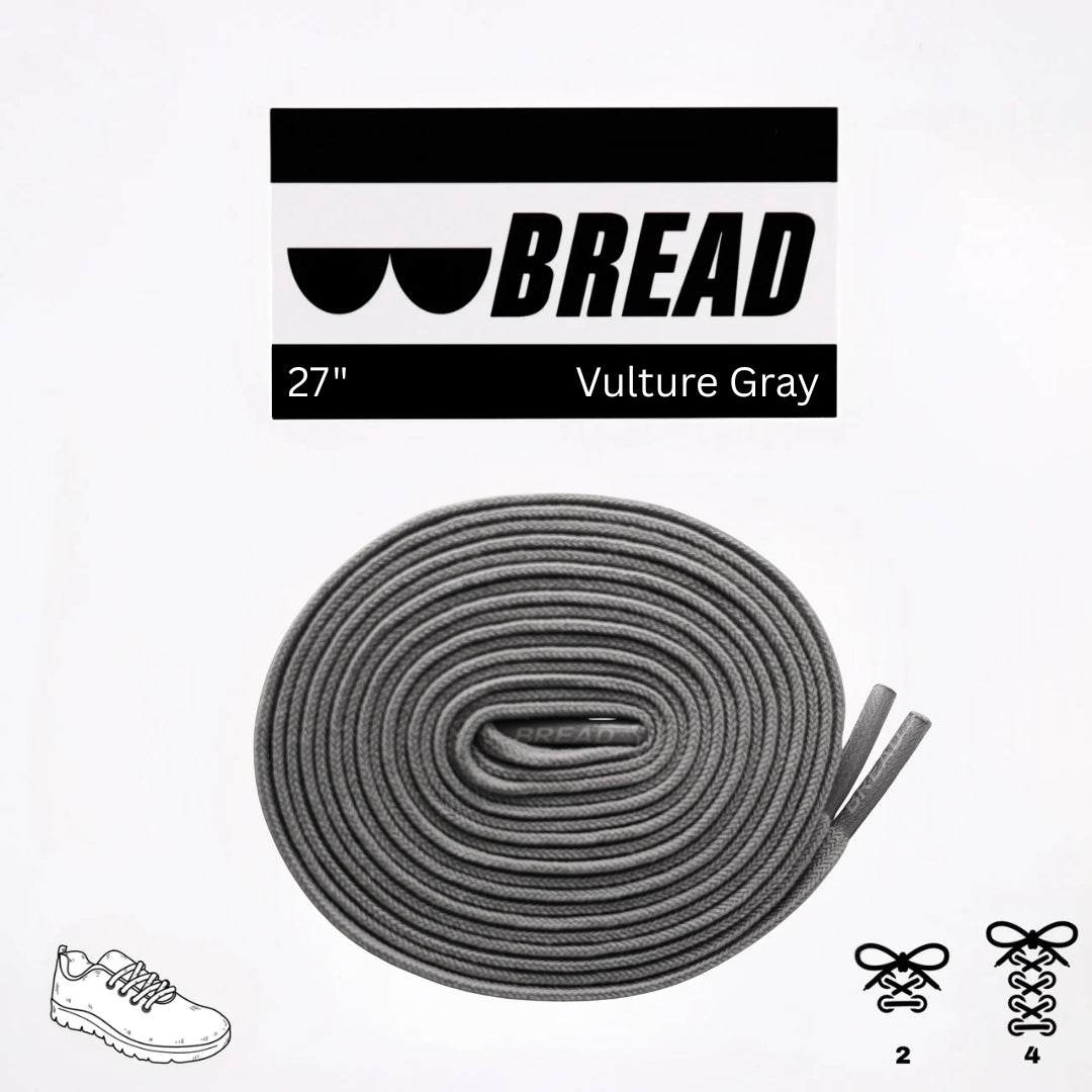 Vulture Gray stretchy Bread Laces shoelaces on shoe