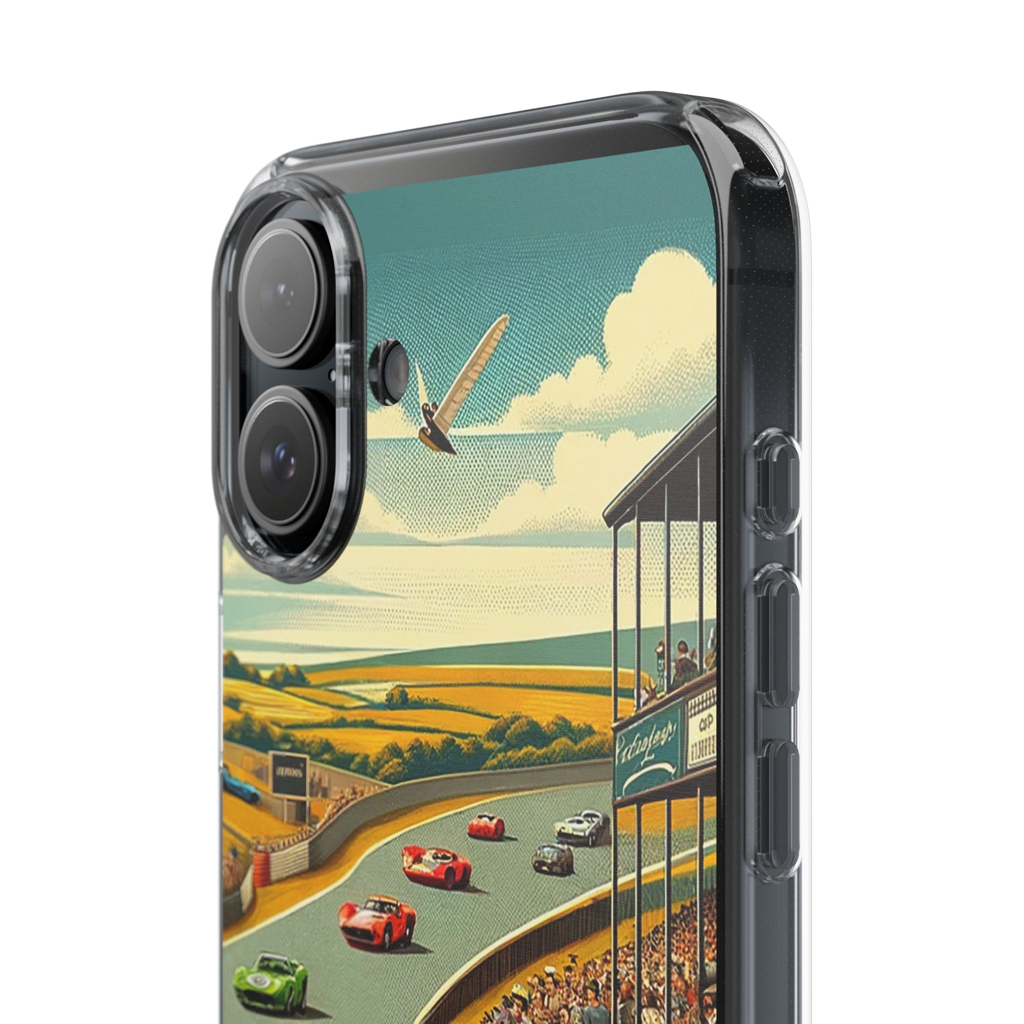 Vintage Racing Track Clear Impact-Resistant Phone Case