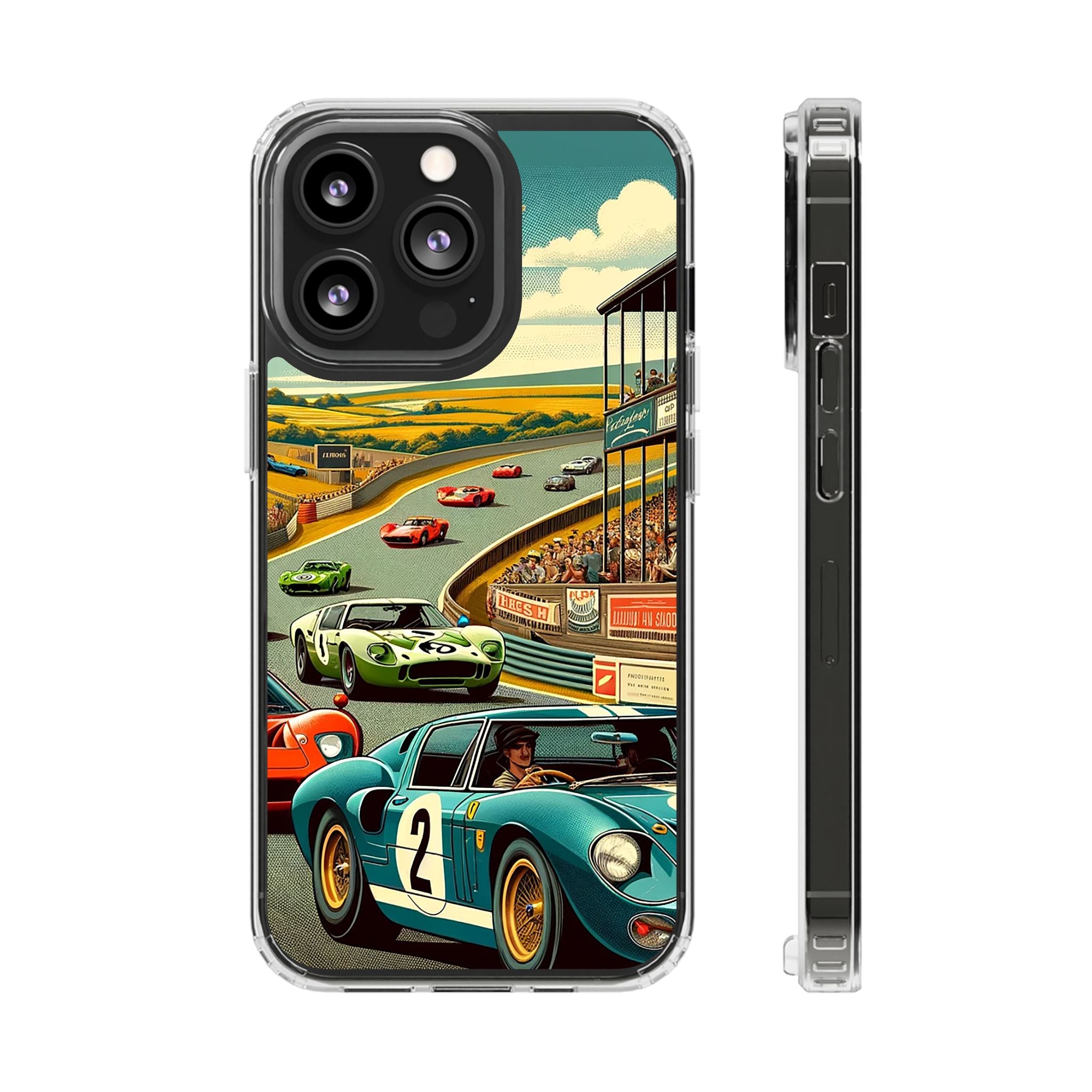 Vintage Racing Track Clear Impact-Resistant Phone Case
