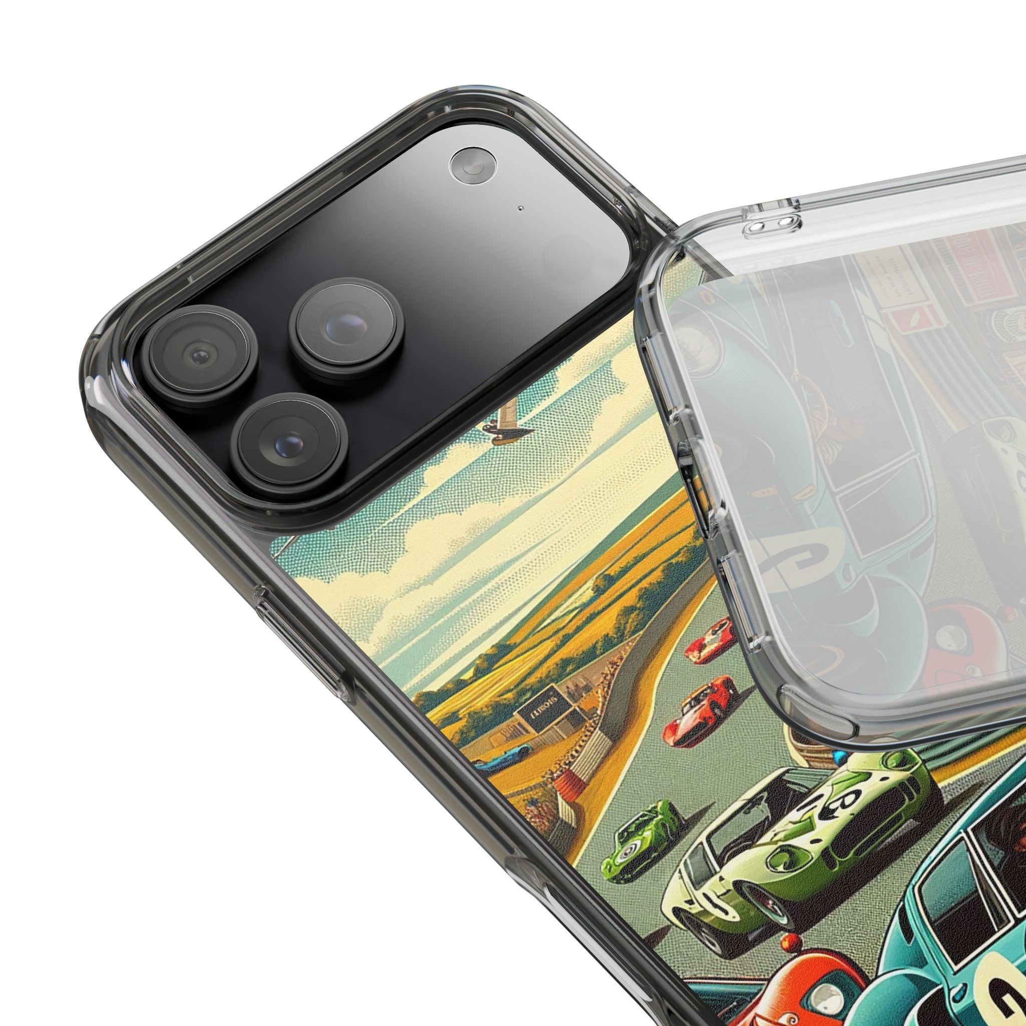 Vintage Racing Track Clear Impact-Resistant Phone Case
