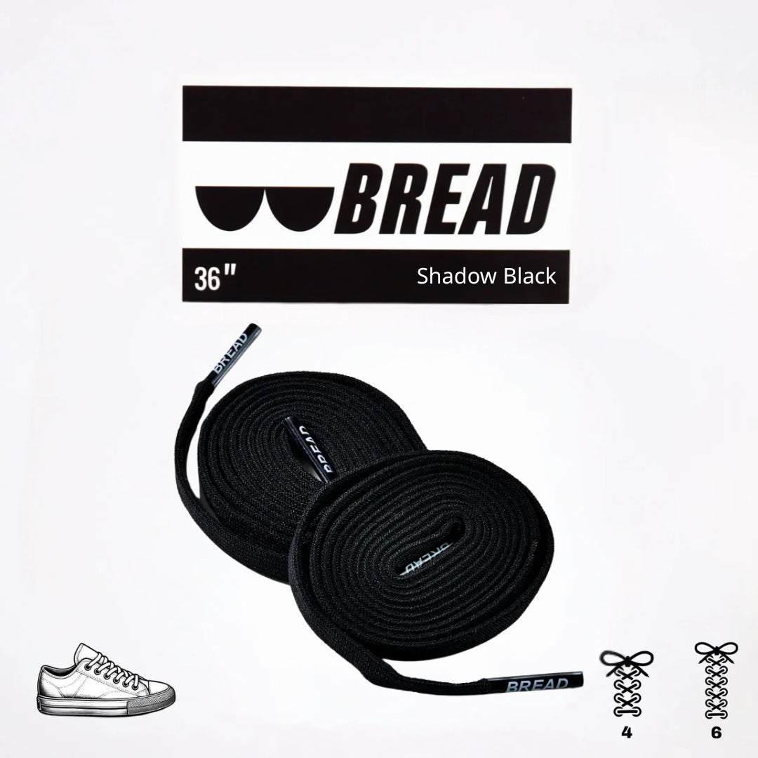 Shadow Black stretchy bread laces for secure, slip-on shoes