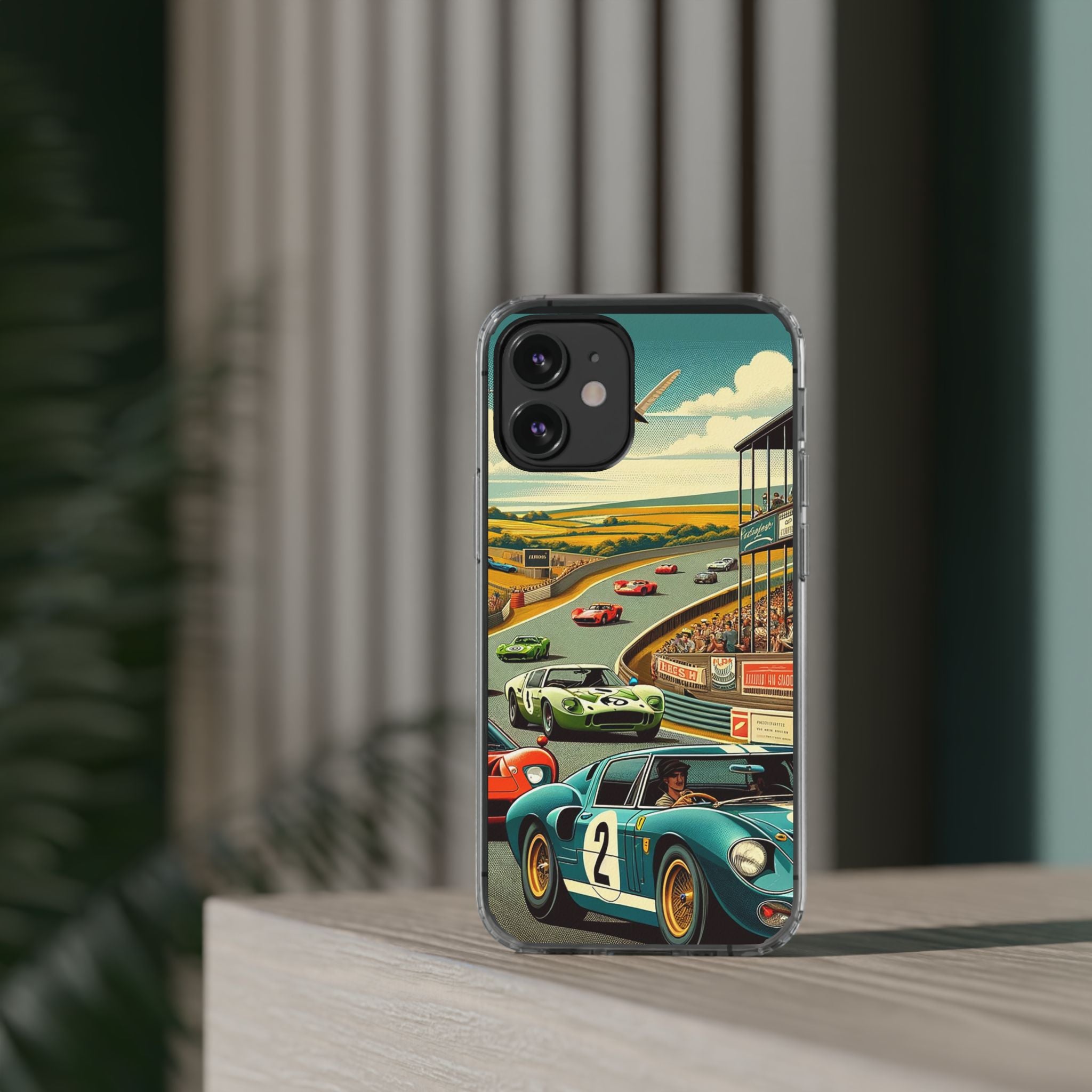 Vintage Racing Track Clear Impact-Resistant Phone Case