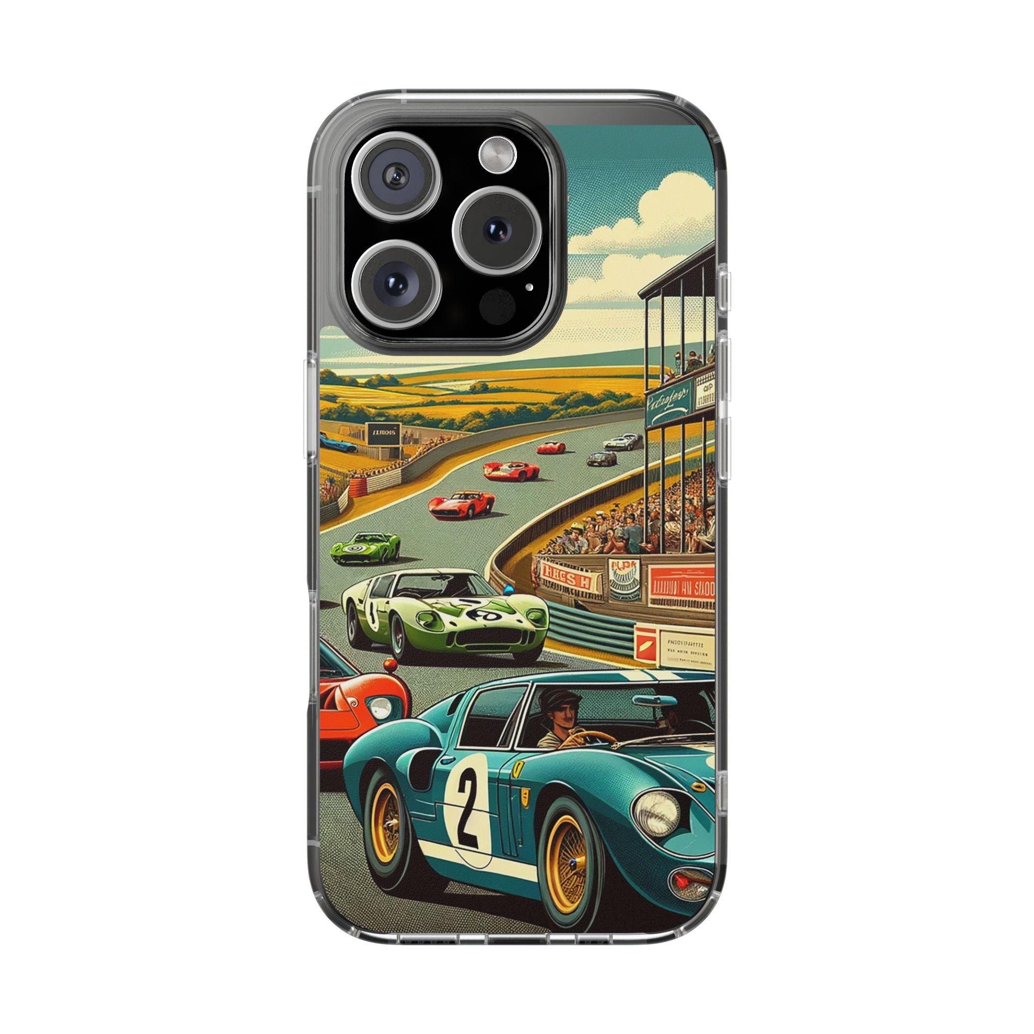 Vintage Racing Track Clear Impact-Resistant Phone Case