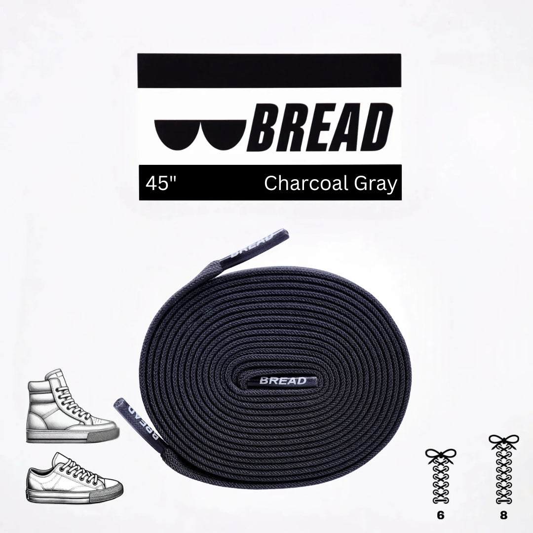 Charcoal grey Bread Laces stretchy shoelaces for easy slip-on shoes