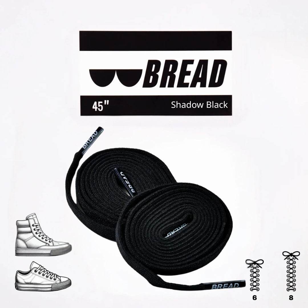 Stretchy Shadow Black Bread Laces shoelaces keeping shoes secure with one tie