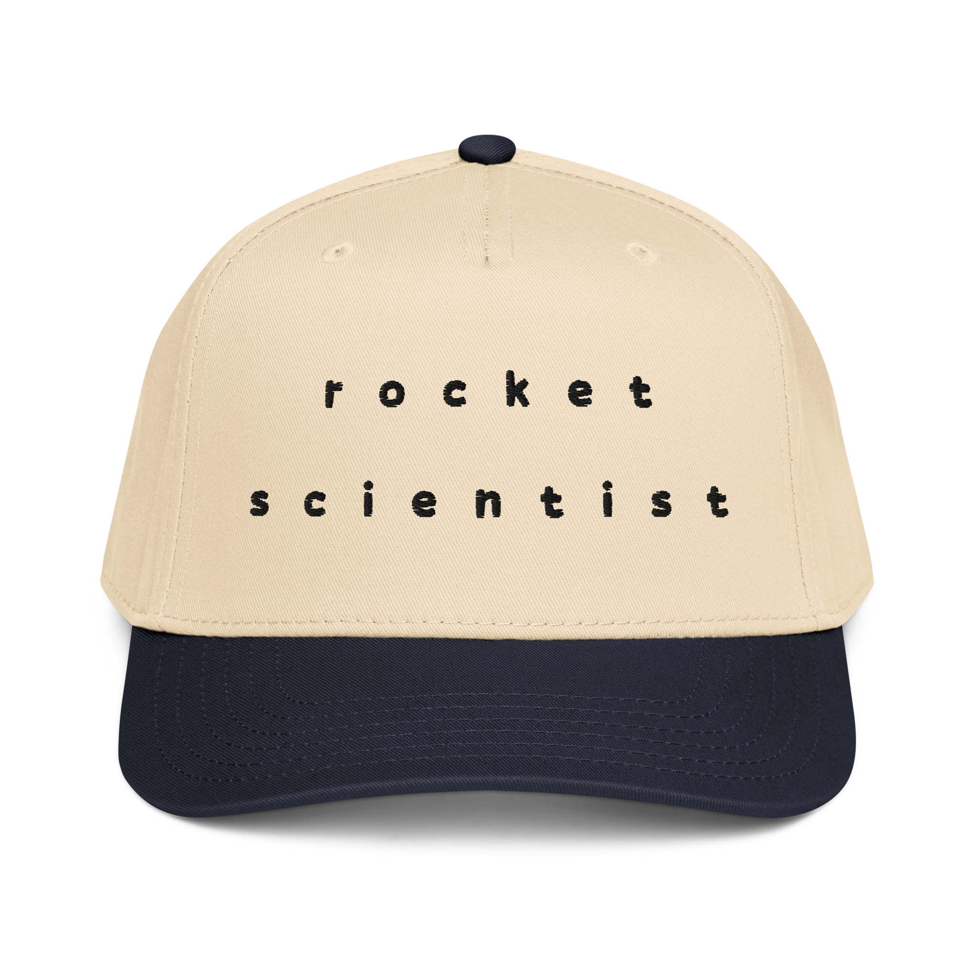Rocket Scientist Aviation Hat featuring a beige and navy design with &