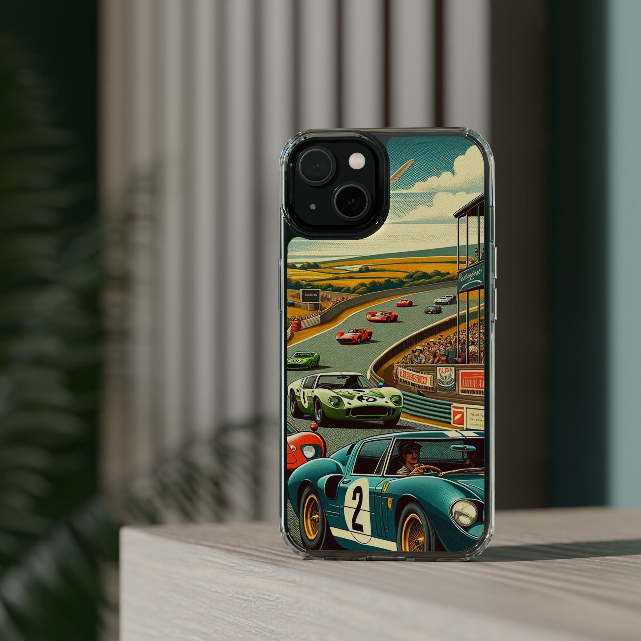 Vintage Racing Track Clear Impact-Resistant Phone Case
