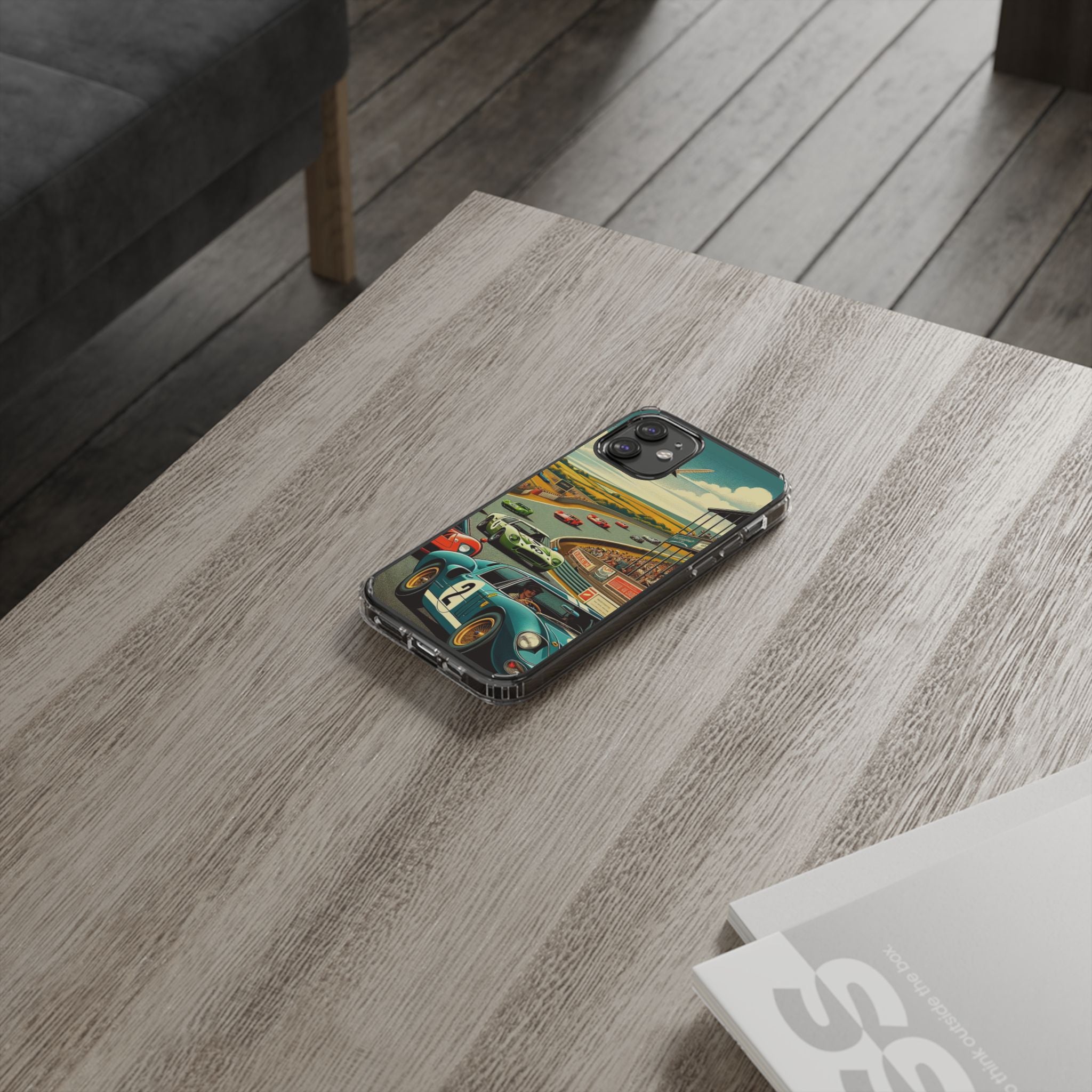 Vintage Racing Track Clear Impact-Resistant Phone Case