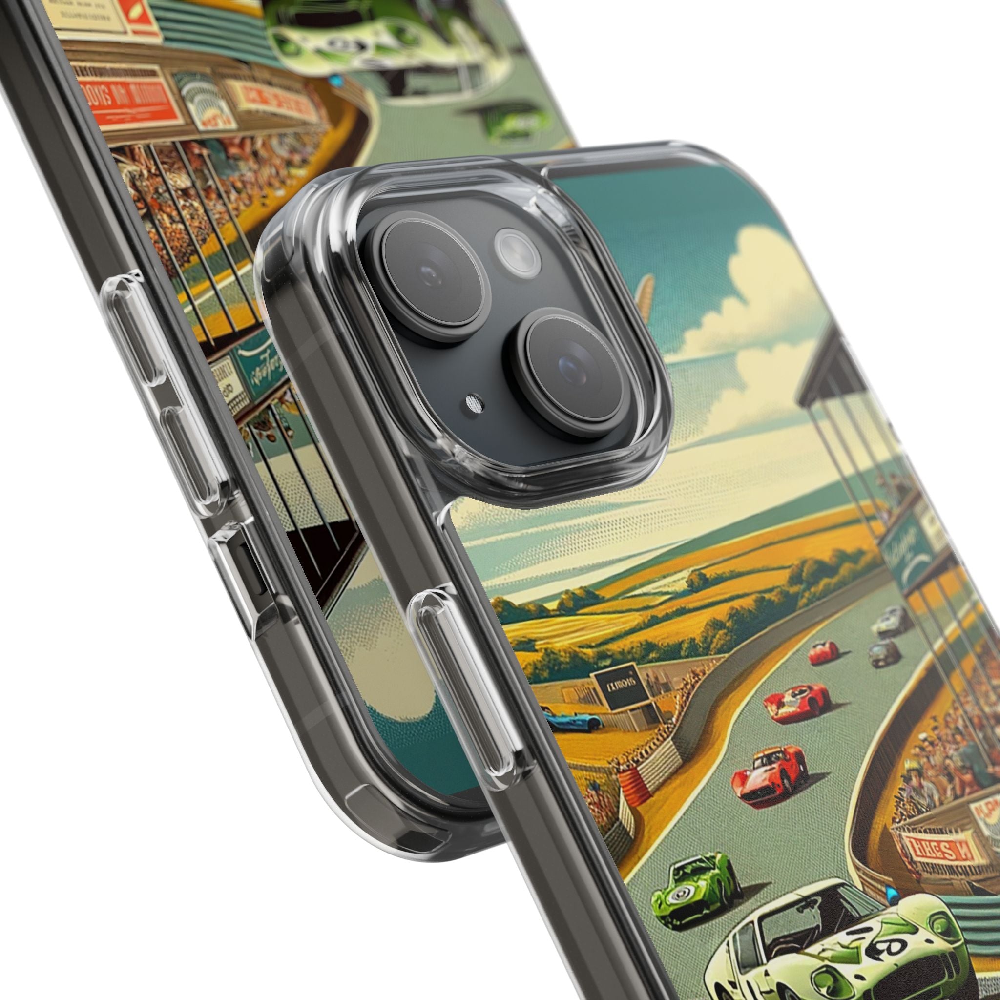 Vintage Racing Track Clear Impact-Resistant Phone Case