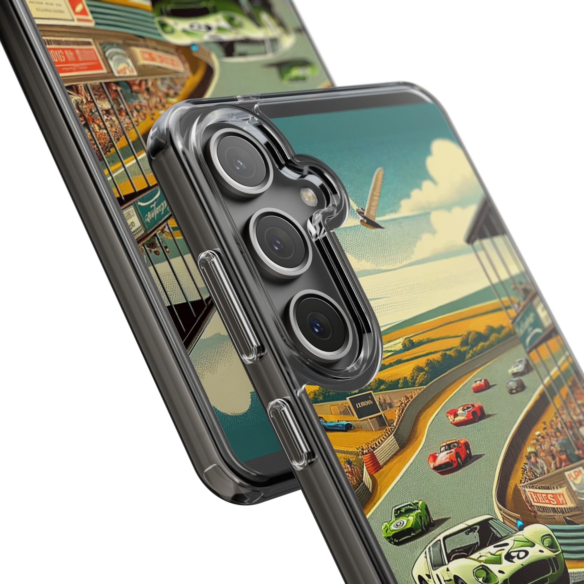 Vintage Racing Track Clear Impact-Resistant Phone Case