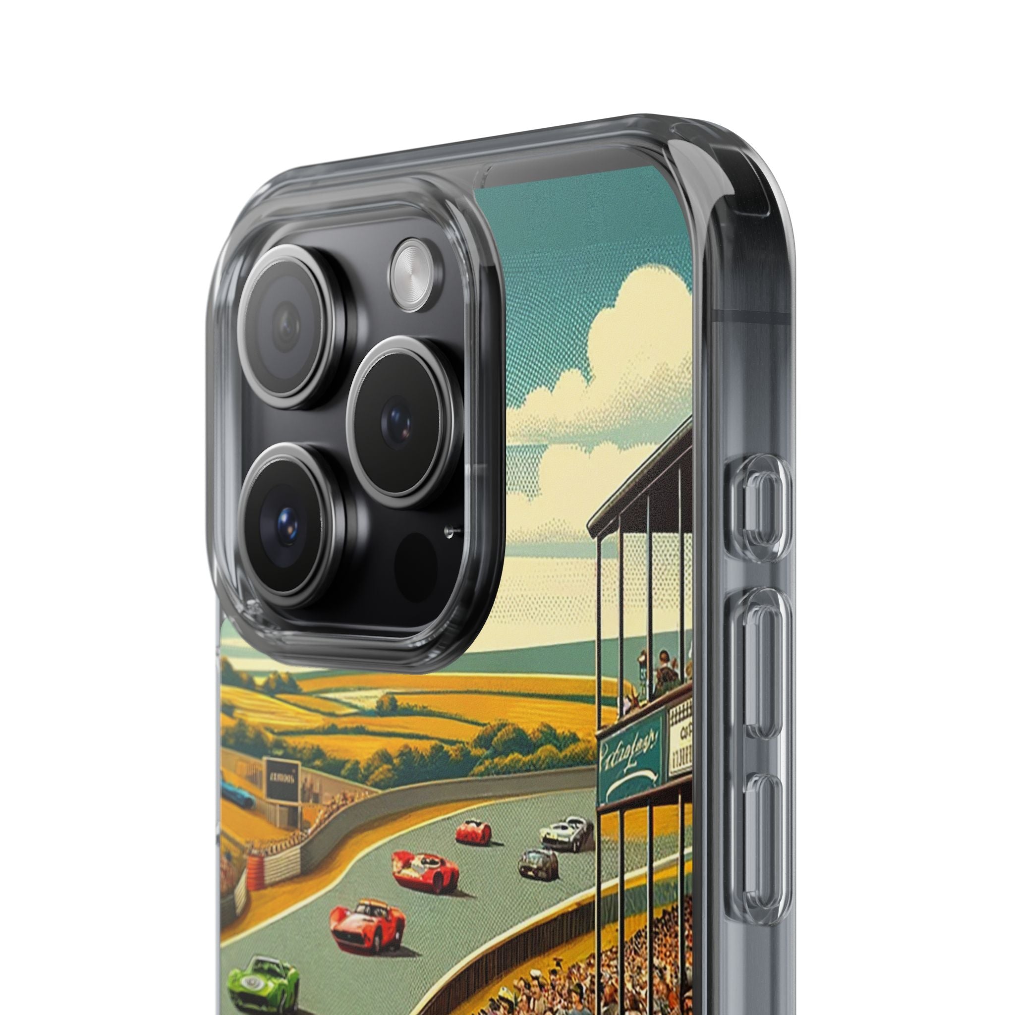 Vintage Racing Track Clear Impact-Resistant Phone Case