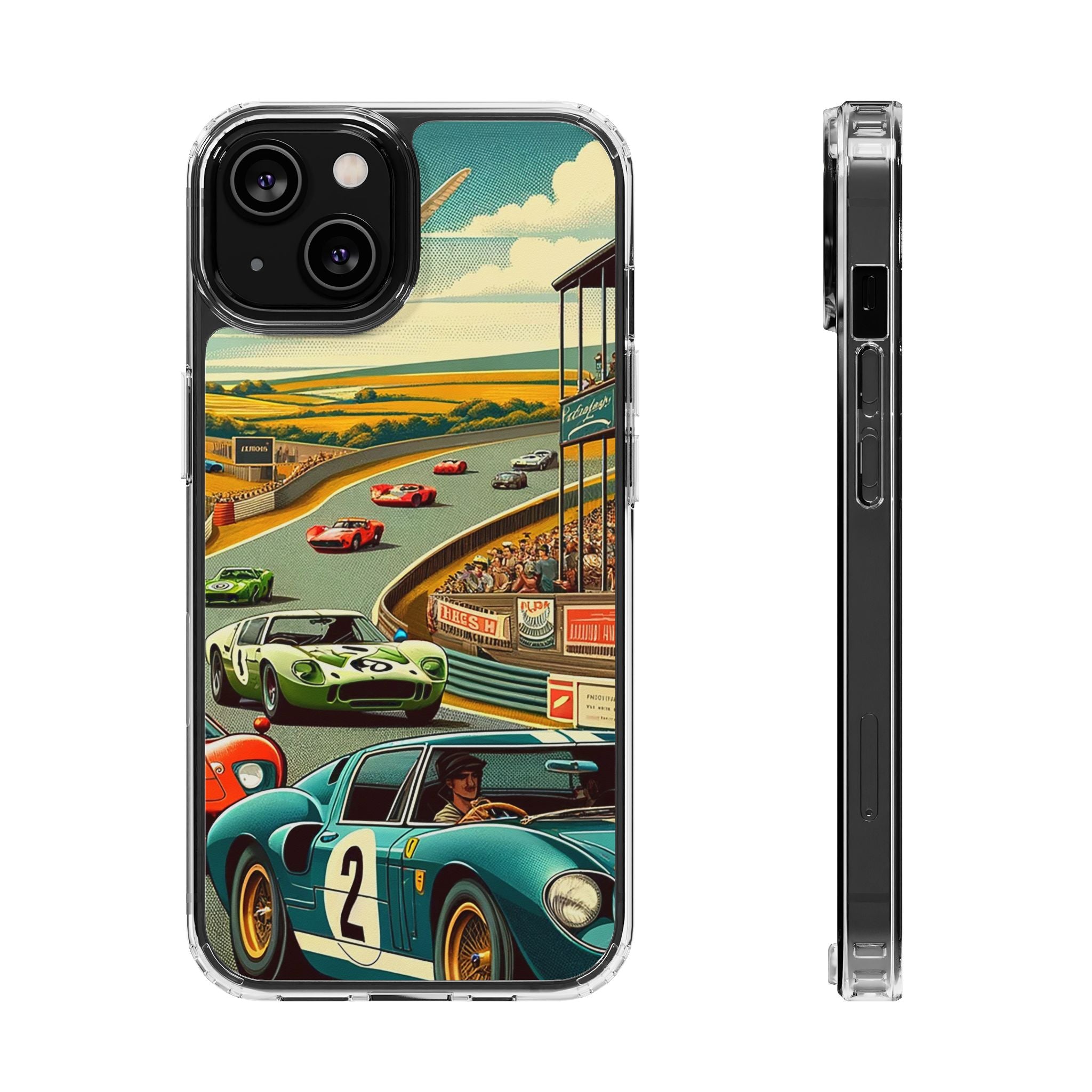 Vintage Racing Track Clear Impact-Resistant Phone Case