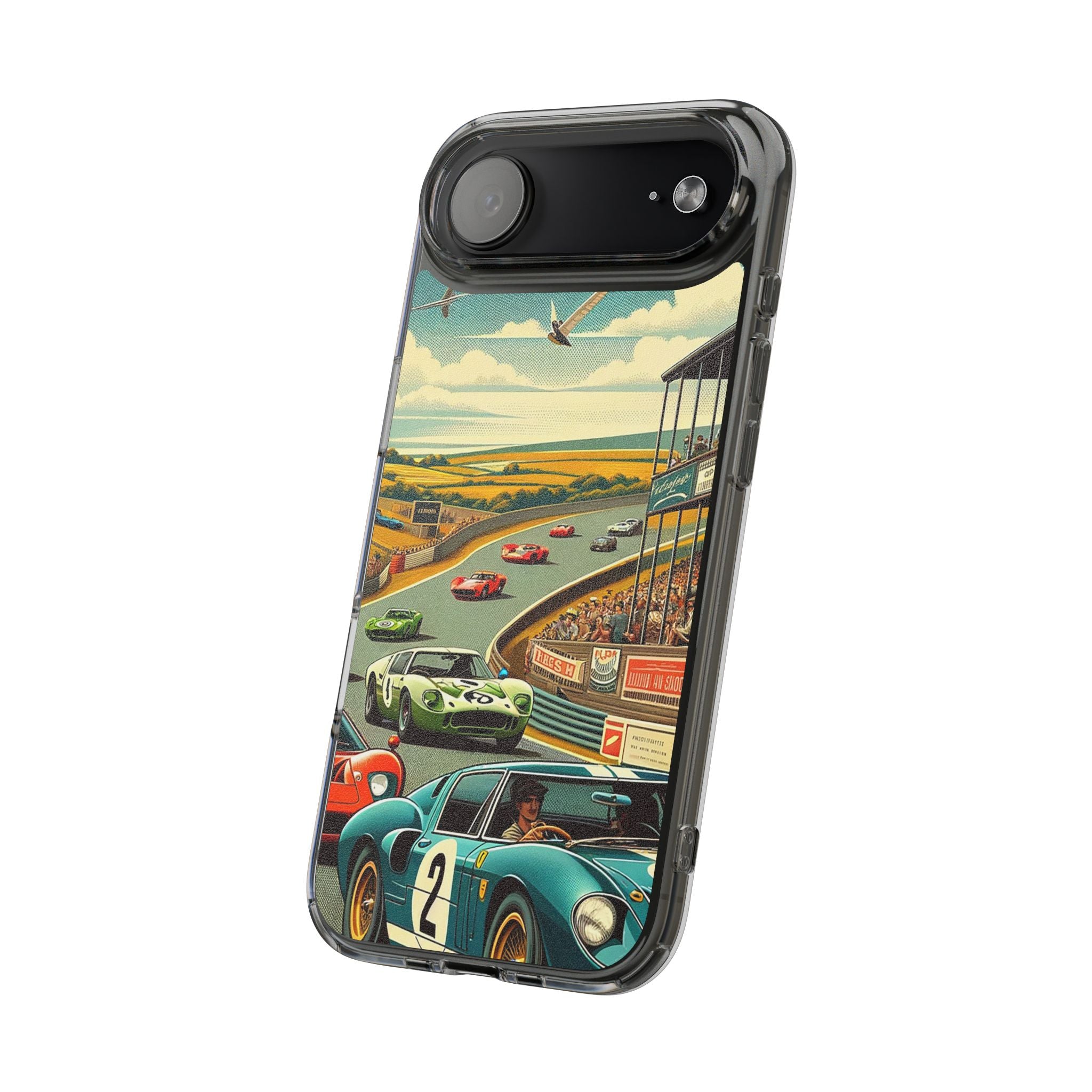 Vintage Racing Track Clear Impact-Resistant Phone Case