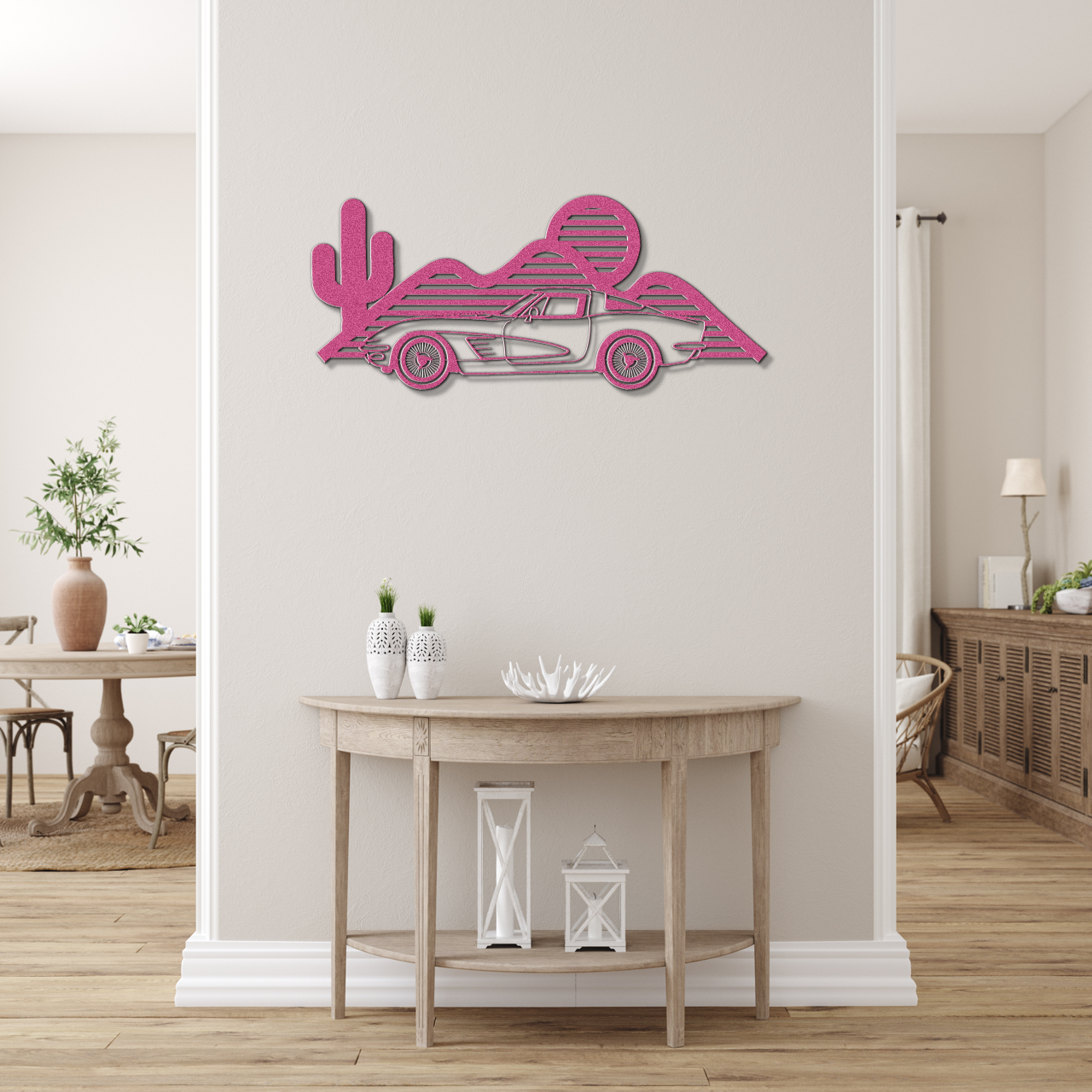 Custom Corvette Silhouette Metal Art – Personalized Corvette Wall Decor, LED-Ready, Powder-Coated Steel, Car Lover Gift