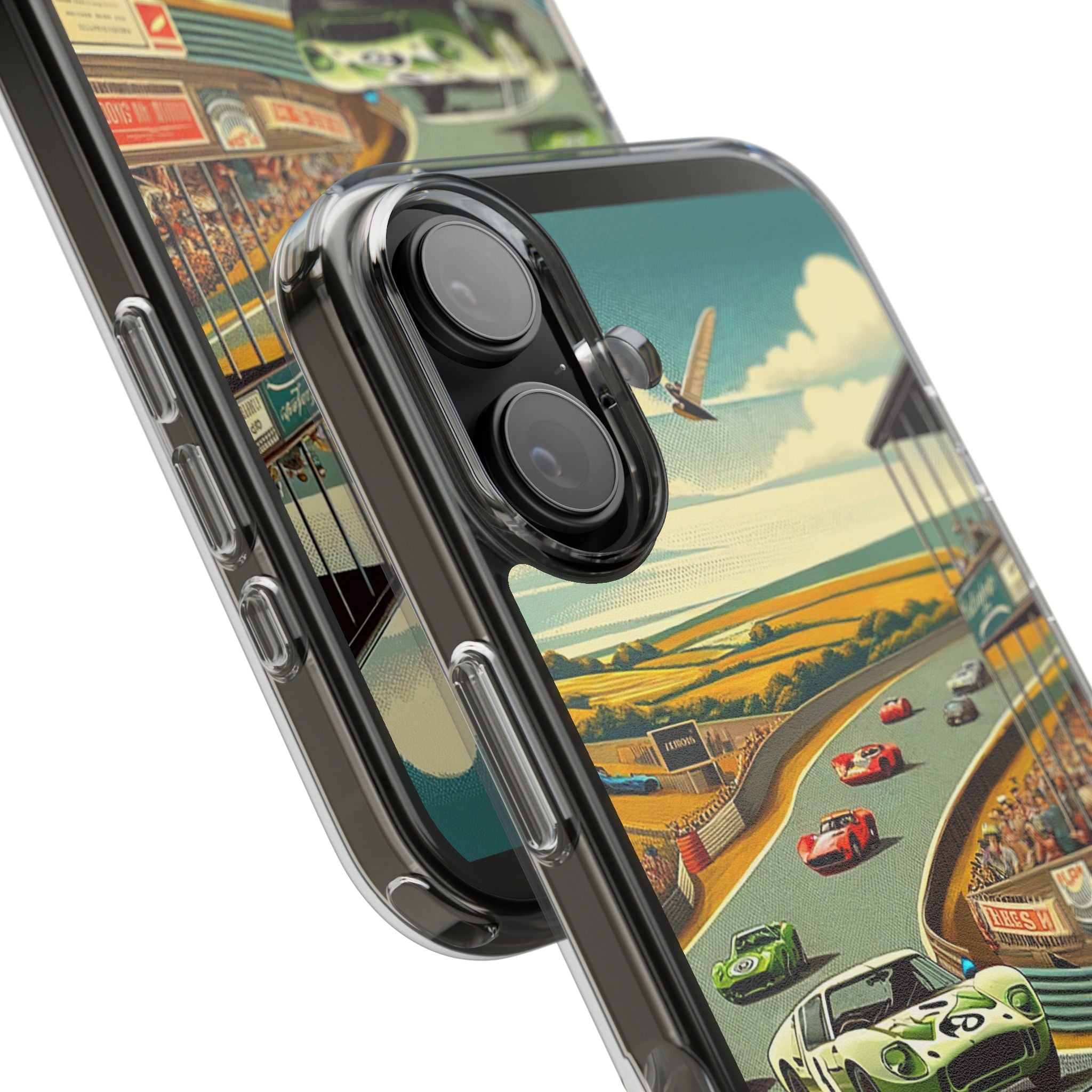 Vintage Racing Track Clear Impact-Resistant Phone Case