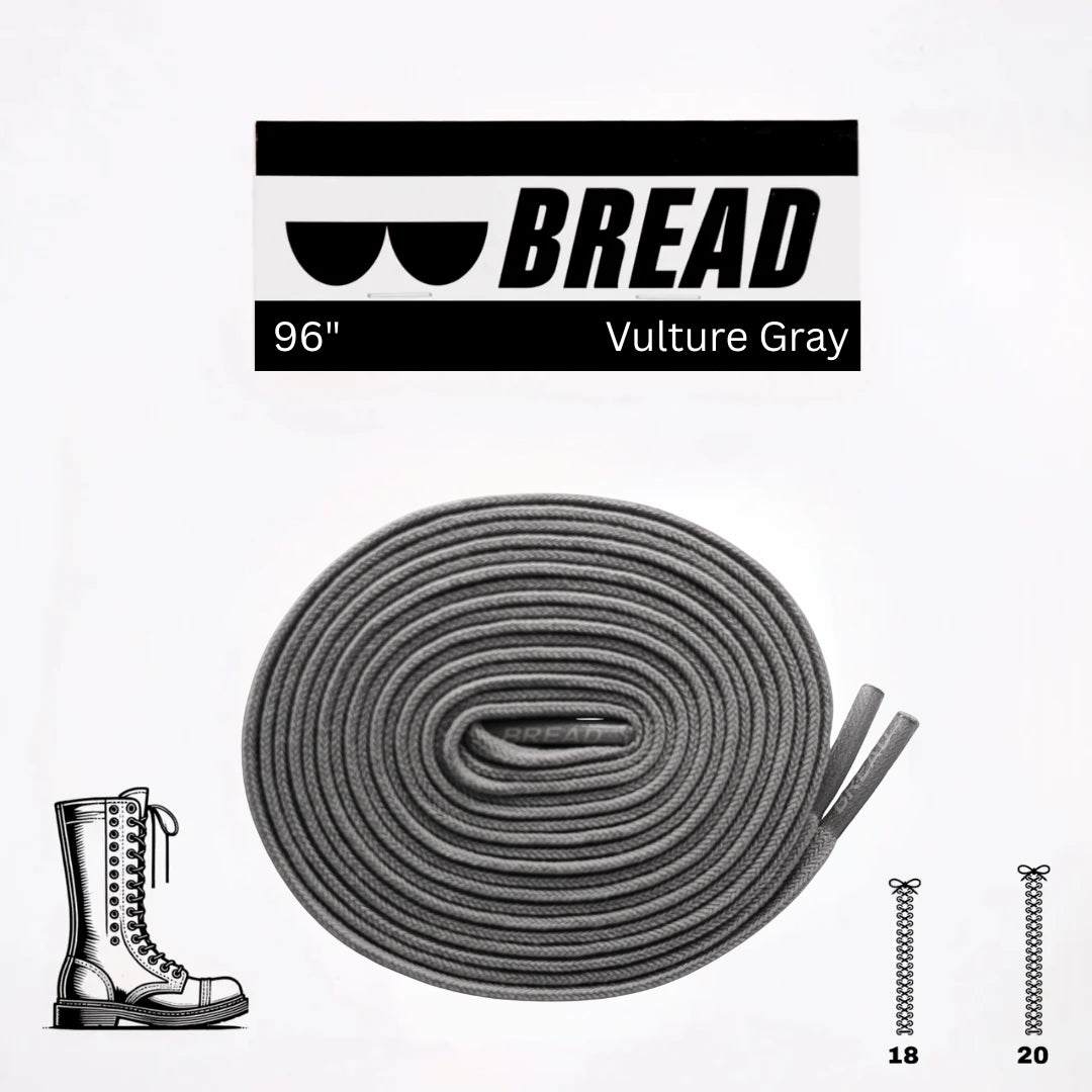 Vulture Gray stretchy Bread Laces shoelaces securely tied for easy slip-on shoes