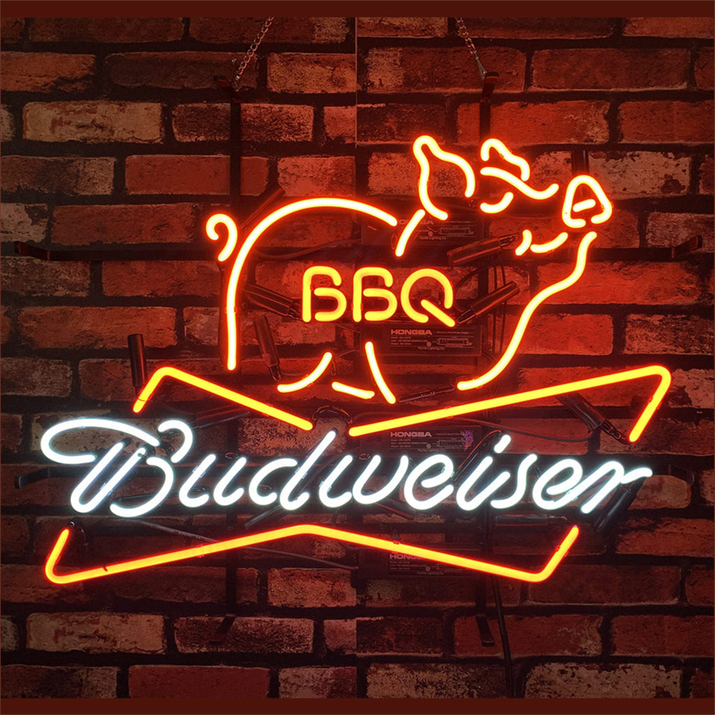 Pig BBQ Budweiser Beer Neon Sign Light - Prop and Piston