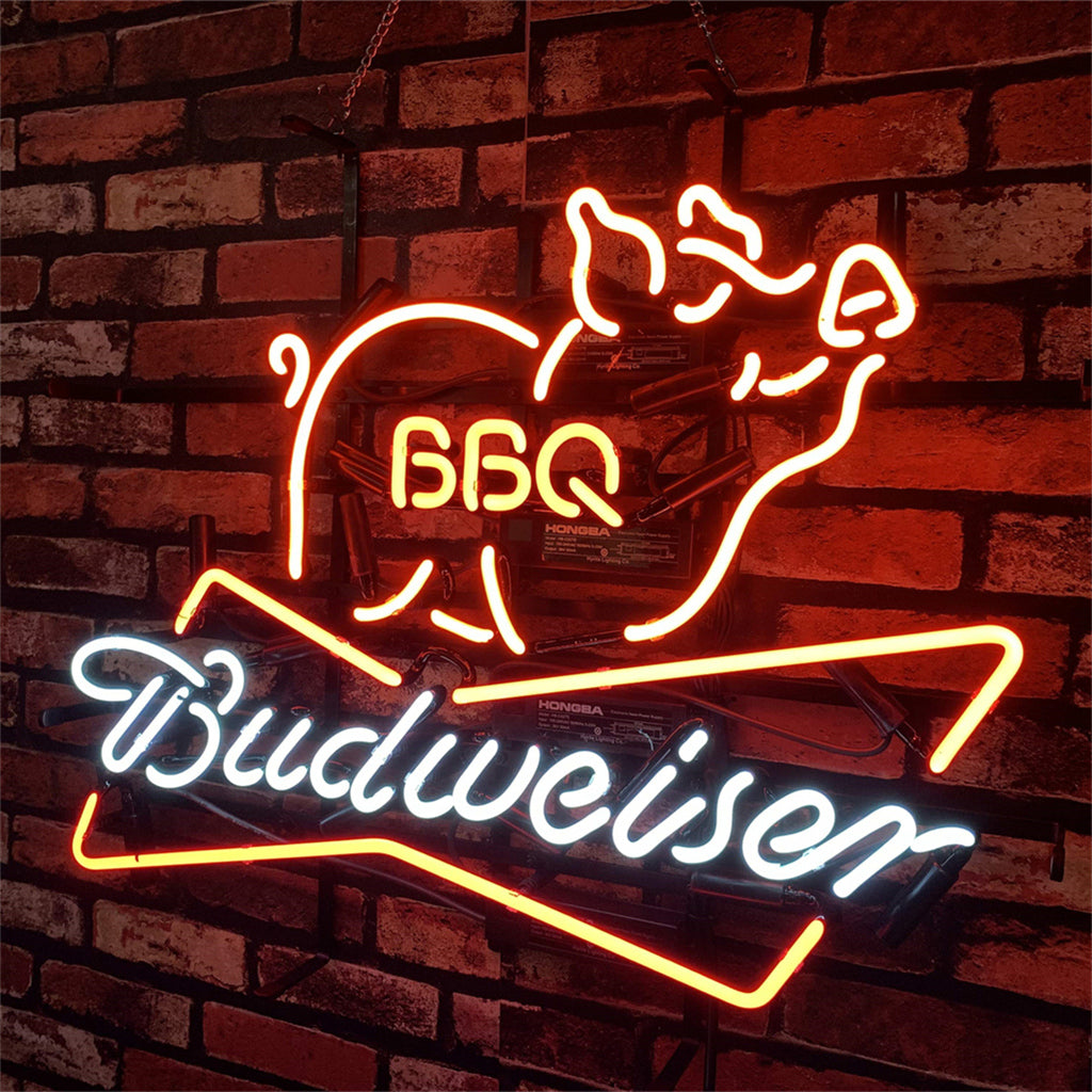 Pig BBQ Budweiser Beer Neon Sign Light - Prop and Piston