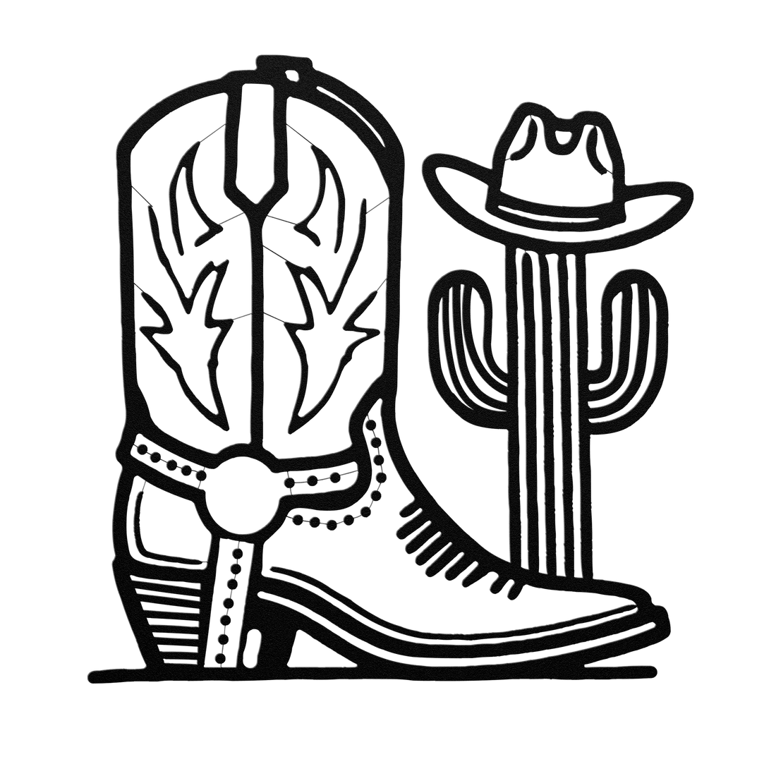 Cowboy Boot and Cactus metal wall art