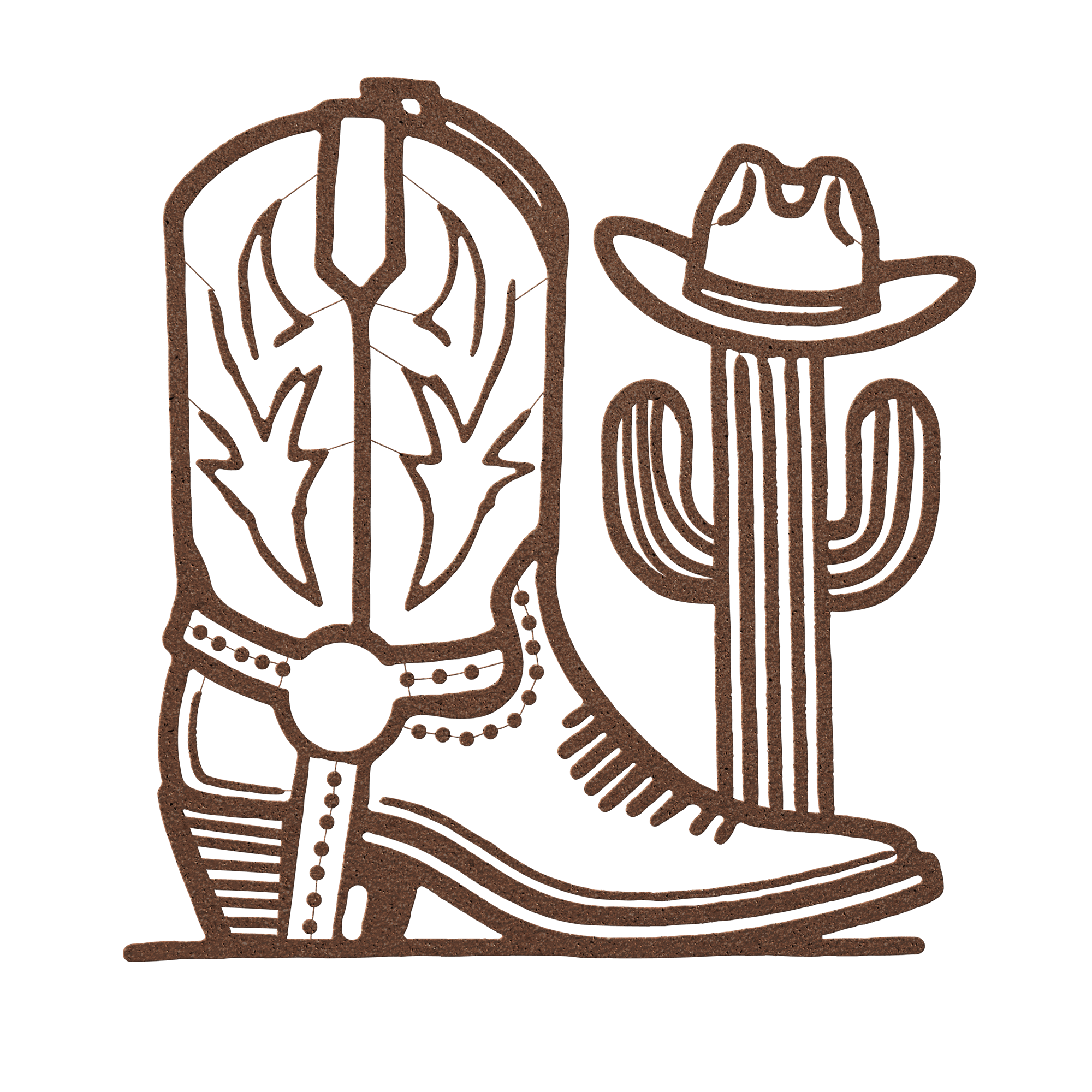 Cowboy Boot and Cactus metal wall art