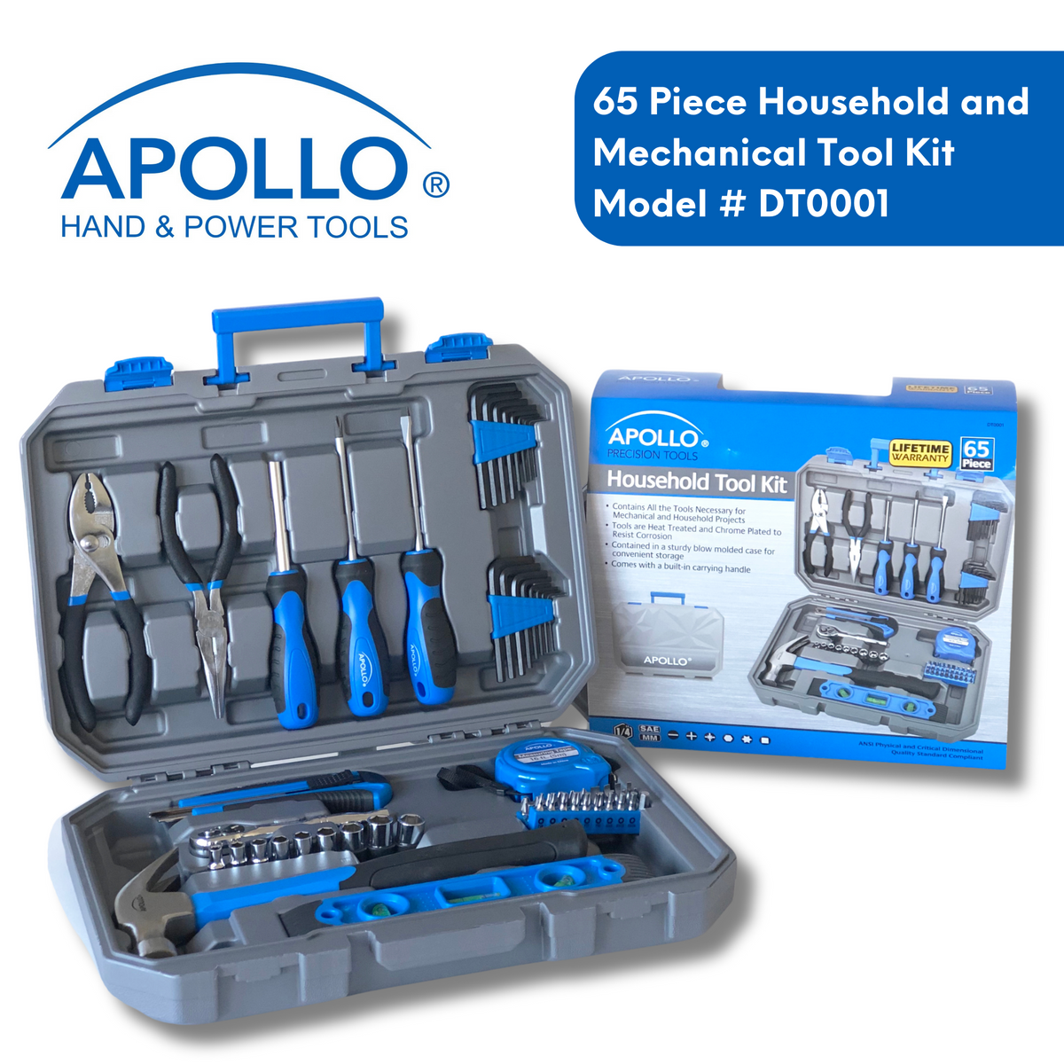 65 Piece Household and Mechanical Tool Set -- DT0001 - Prop and Piston