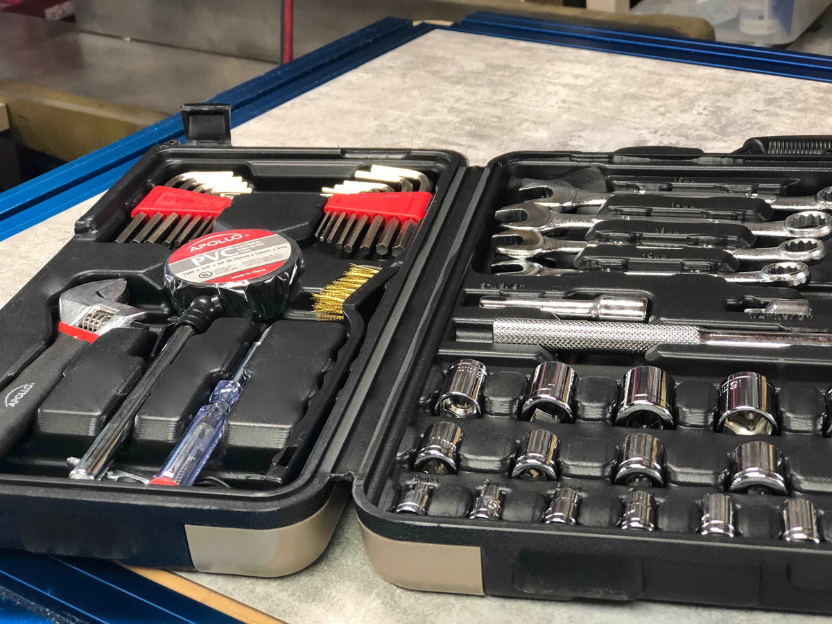 101 Piece Mechanic Tool Set for Vehicle and Home Maintenance, Roadside Emergencies. SAE and Metric Tool Set for Car, Boat, RV, Bikes - DT0006 - Prop and Piston