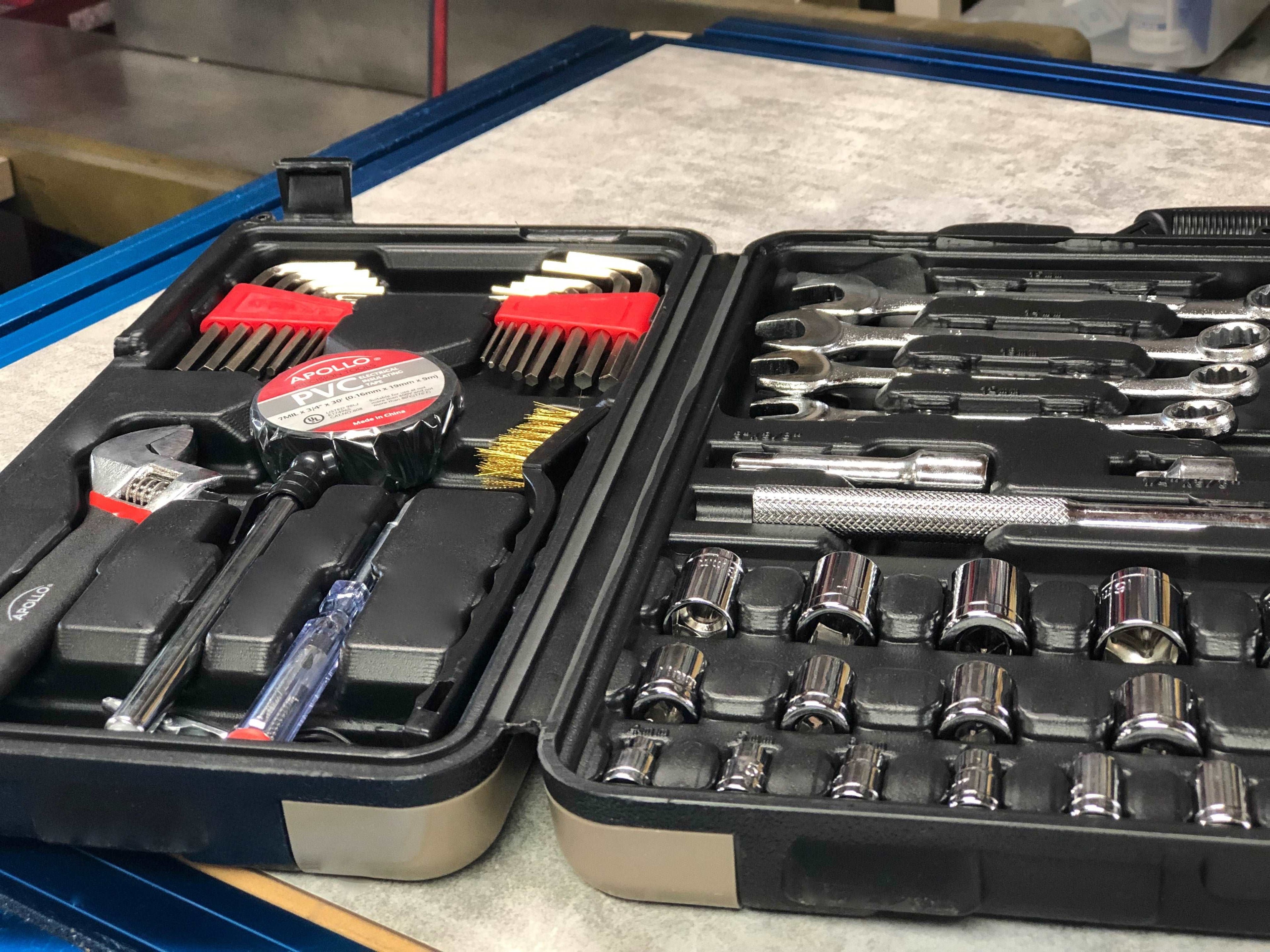 101 Piece Mechanic Tool Set for Vehicle and Home Maintenance, Roadside Emergencies. SAE and Metric Tool Set for Car, Boat, RV, Bikes - DT0006 - Prop and Piston