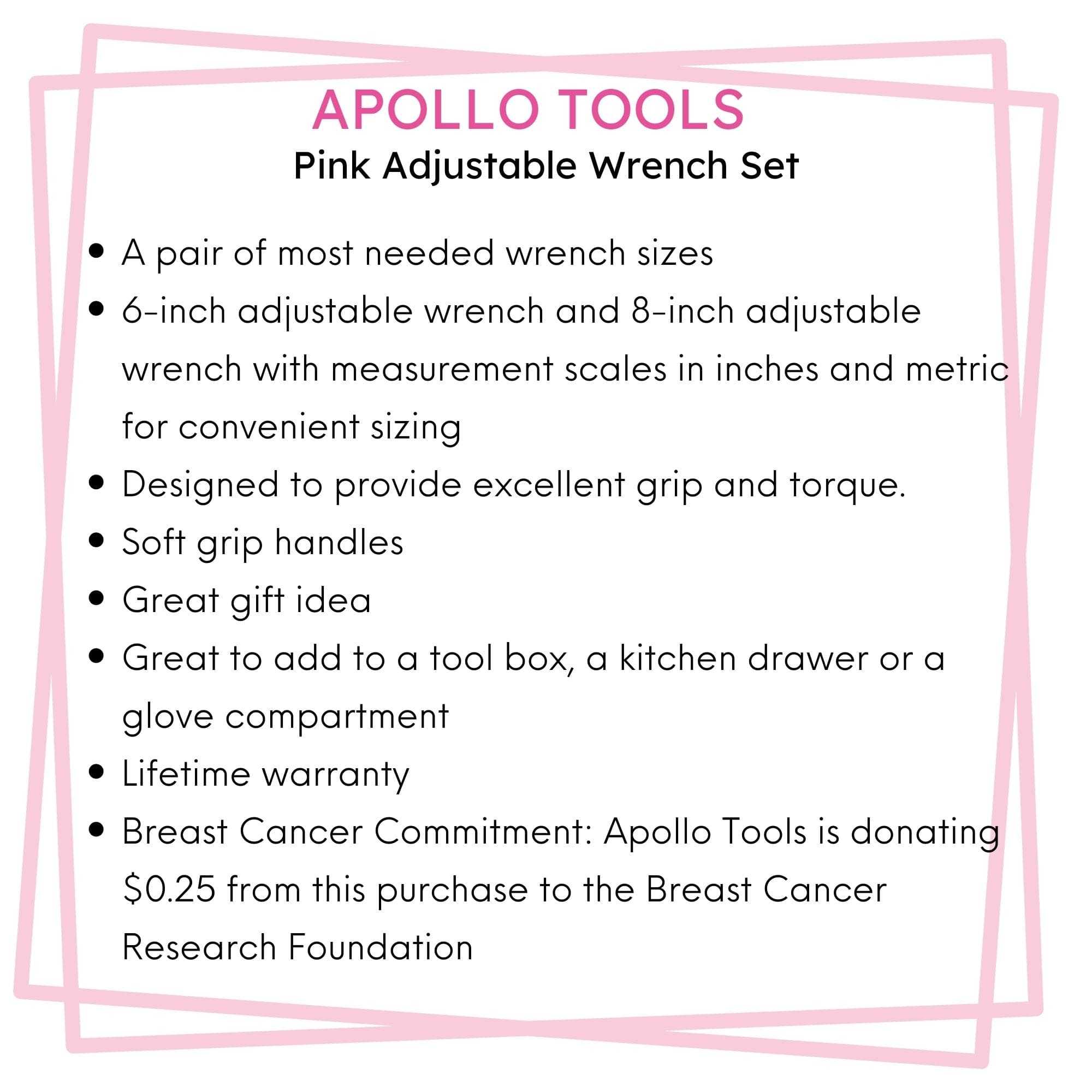 2 Adjustable Wrenches - Pink - DT5007P - Prop and Piston